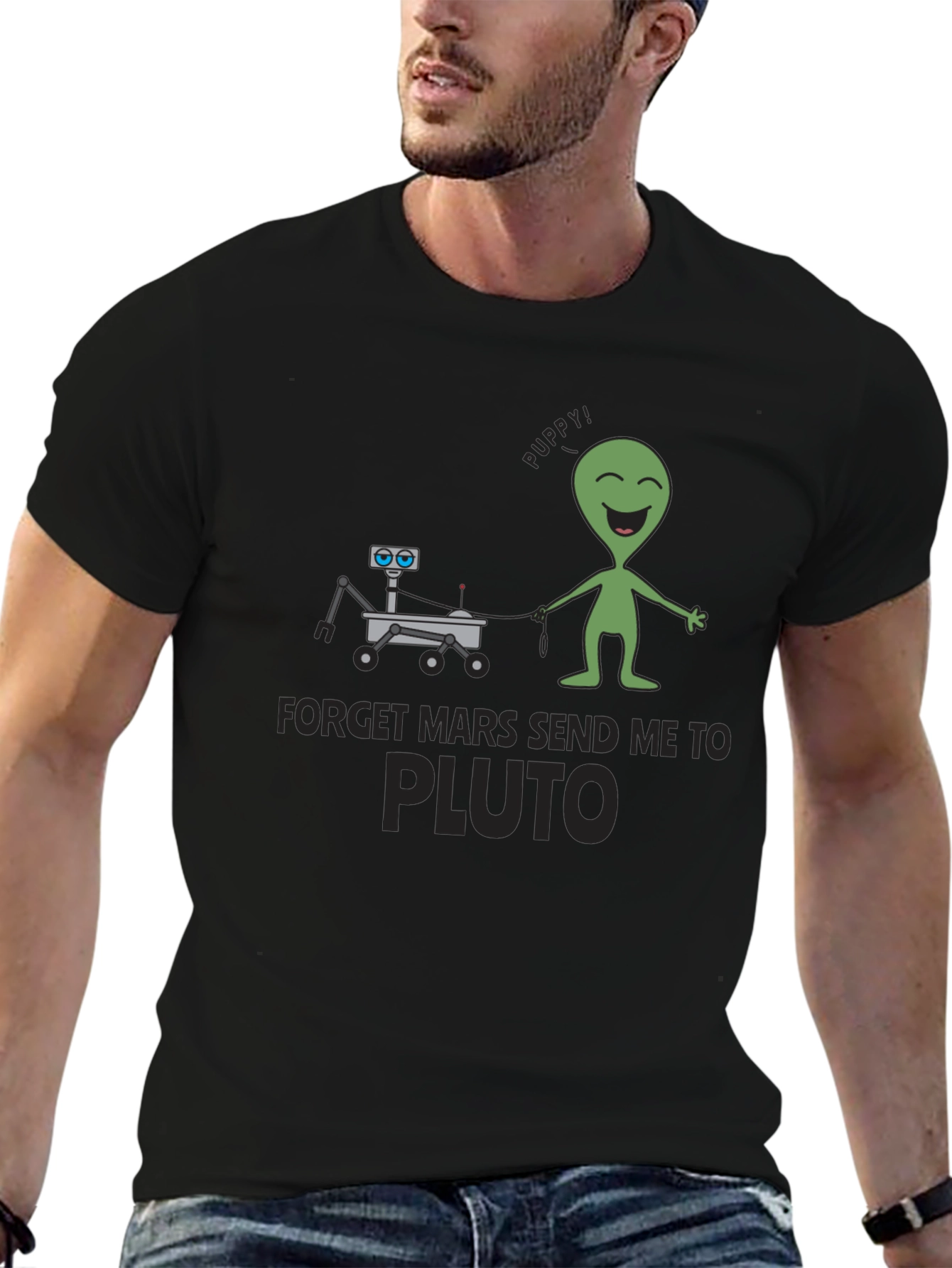 Forget Mars Send Me to Pluto Black T-Shirt