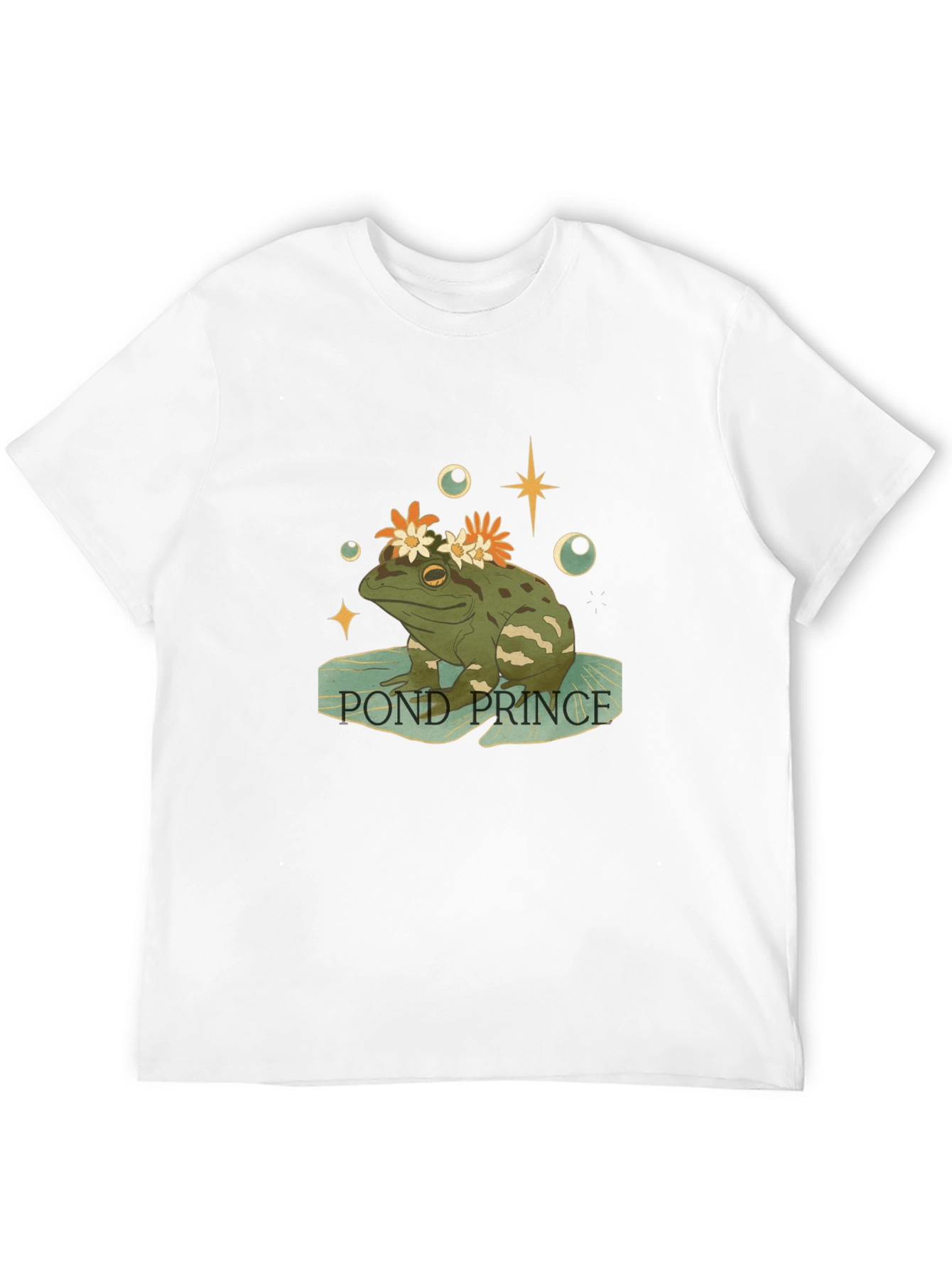 Pond Prince Frog Graphic Tee - Whimsical Mens T-Shirt