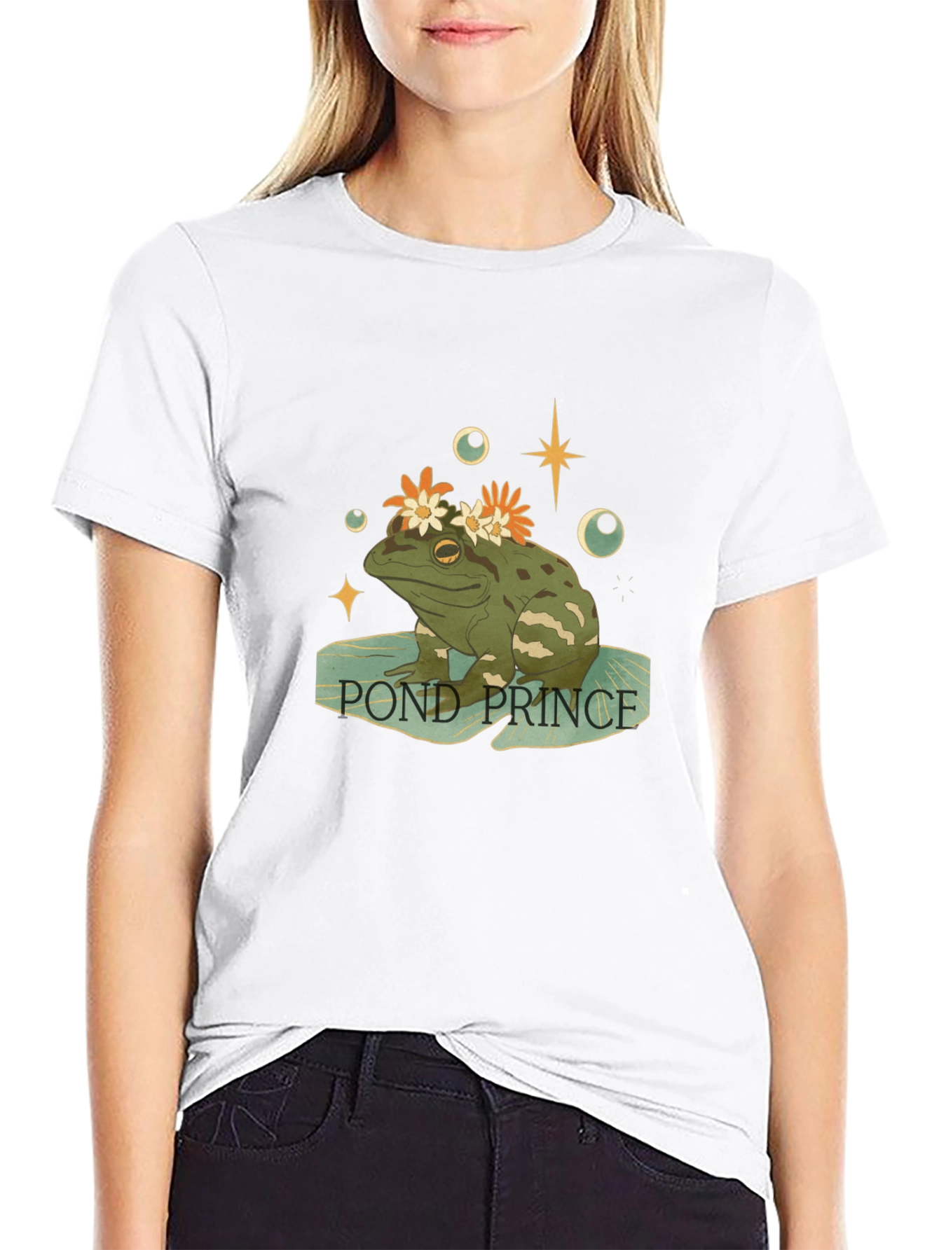 Pond Prince Frog Graphic Tee - Whimsical Mens T-Shirt