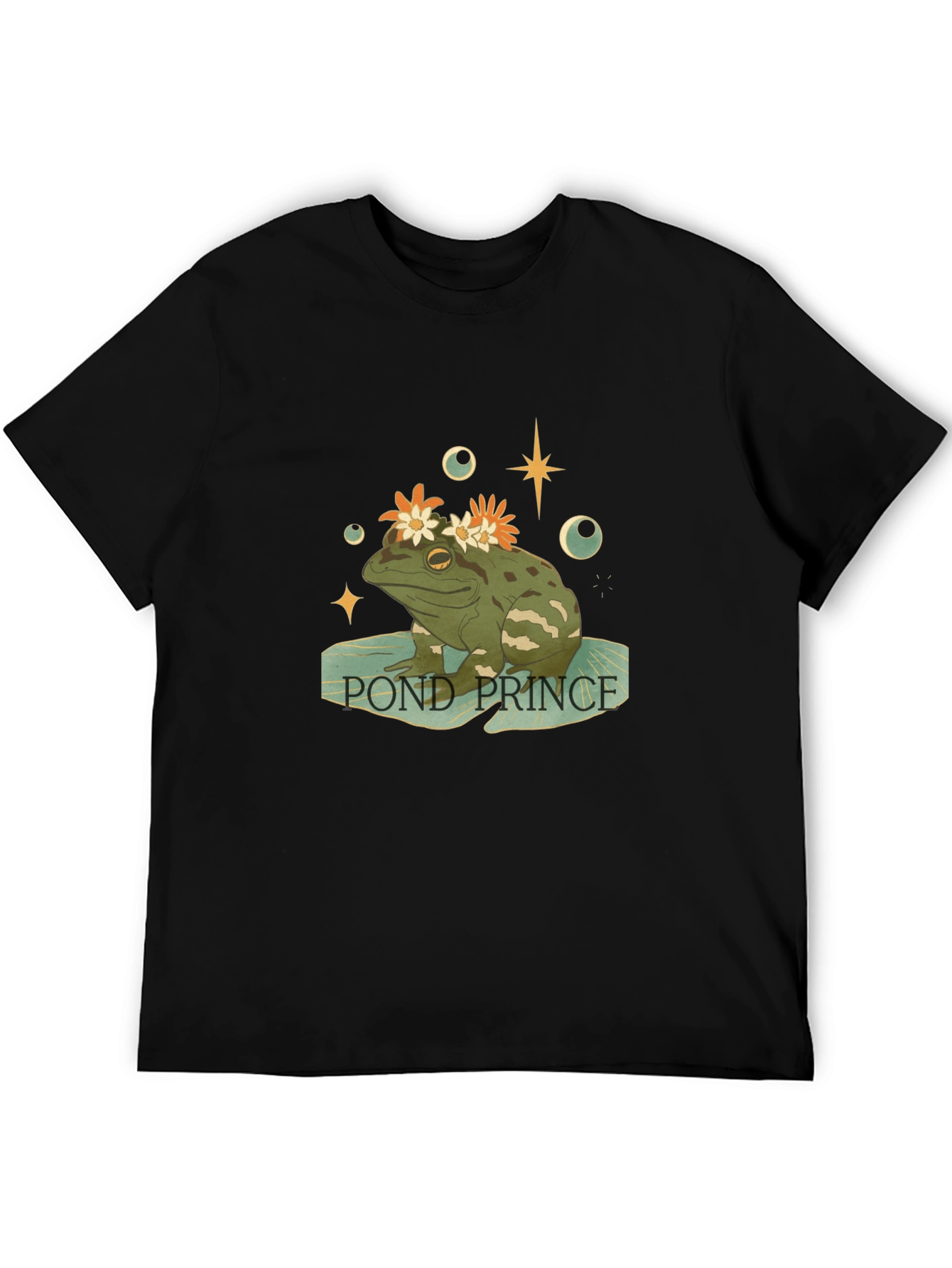 Pond Prince Frog Graphic Tee - Whimsical Mens T-Shirt