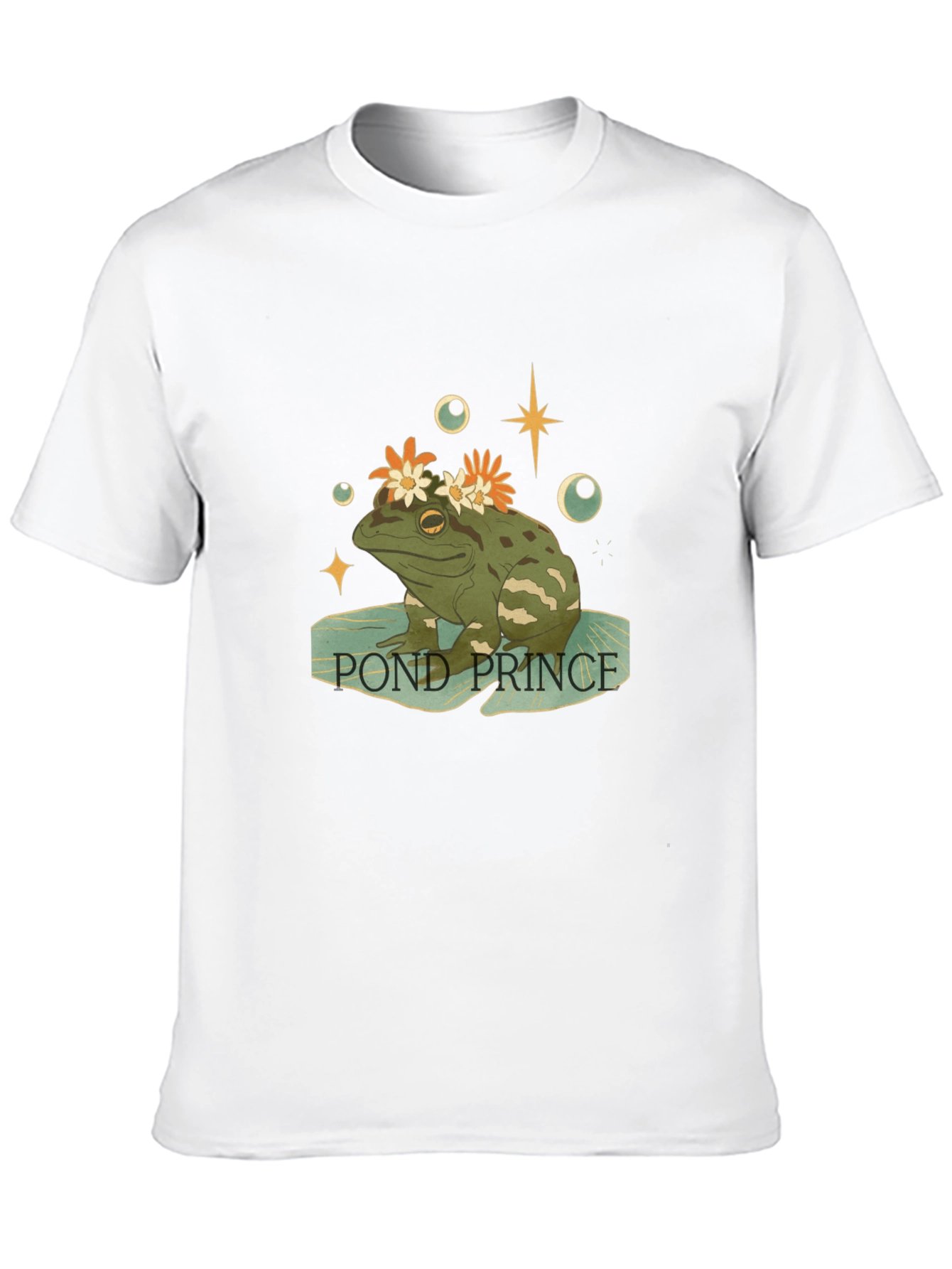 Pond Prince Frog Graphic Tee - Whimsical Mens T-Shirt