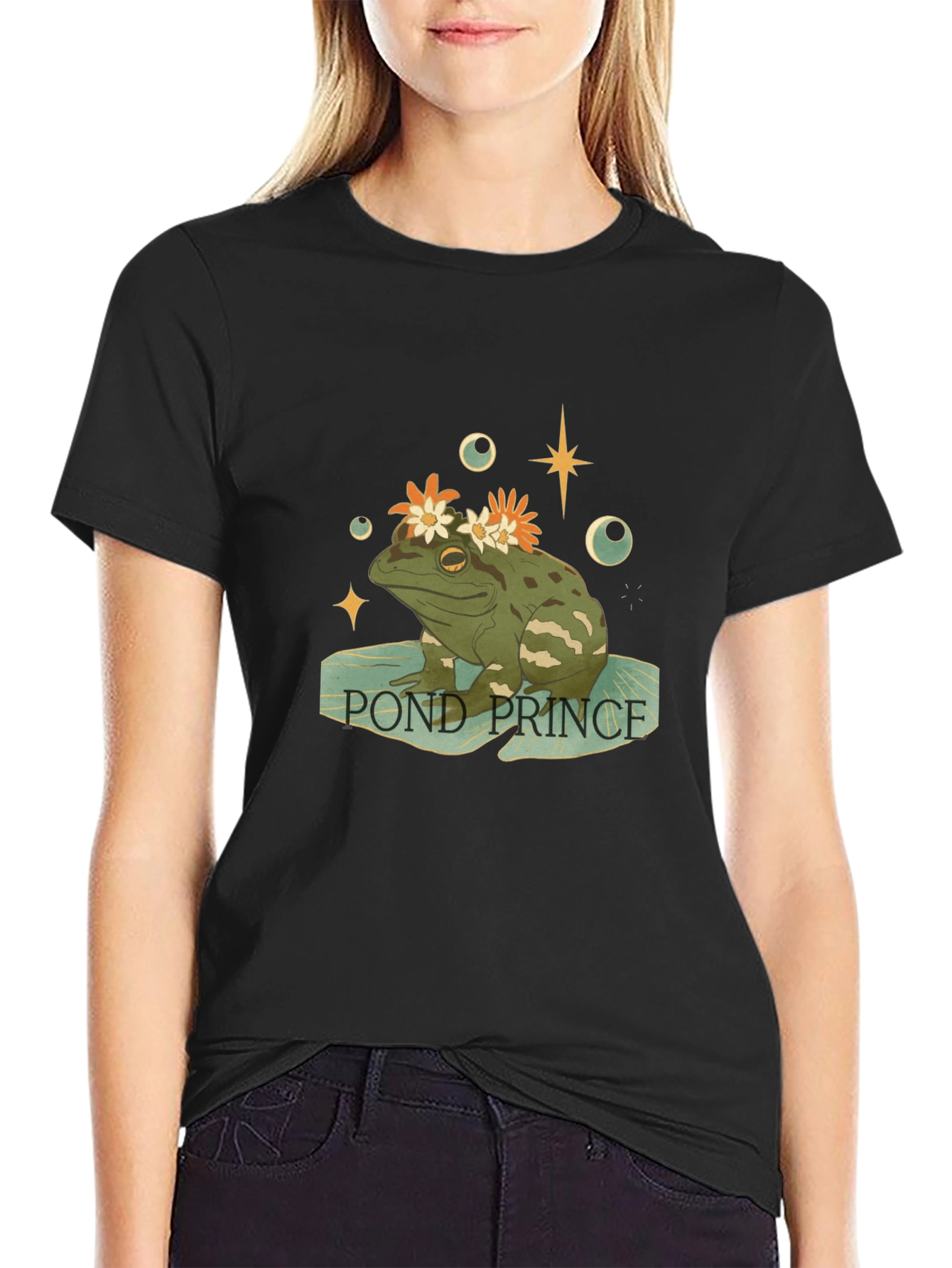 Pond Prince Frog Graphic Tee - Whimsical Mens T-Shirt