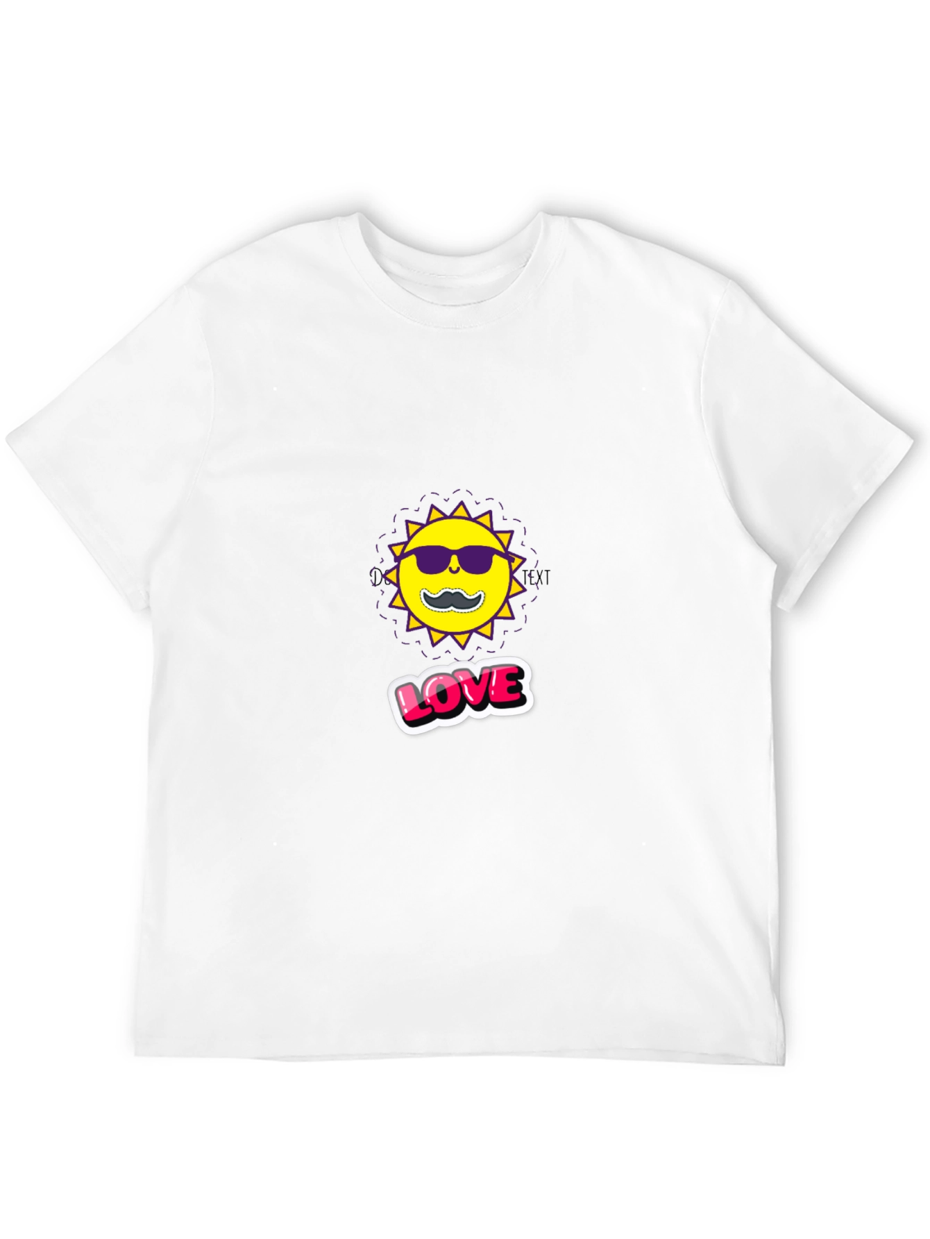 Cool Sun with Mustache Graphic Black Tee