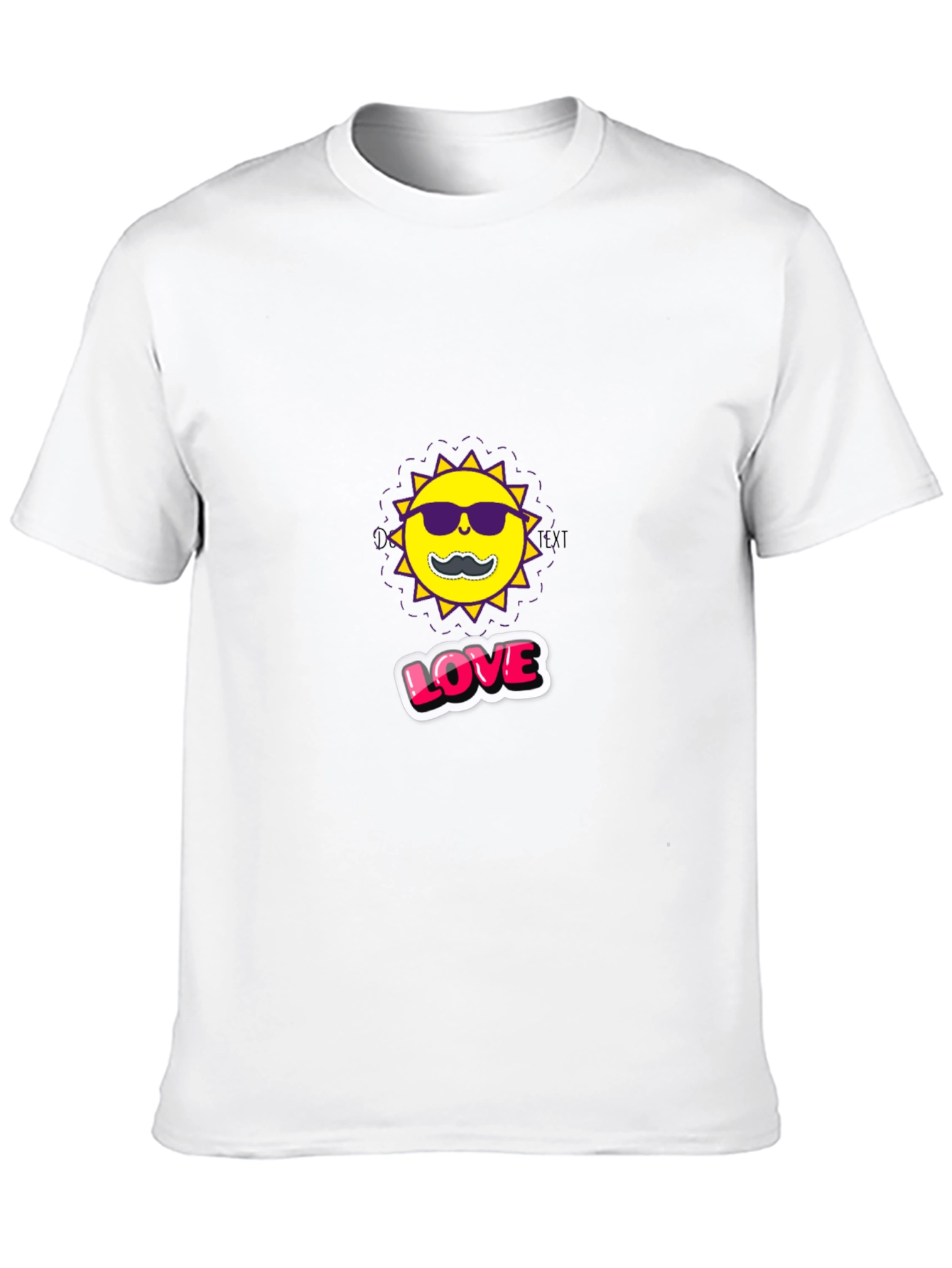 Cool Sun with Mustache Graphic Black Tee