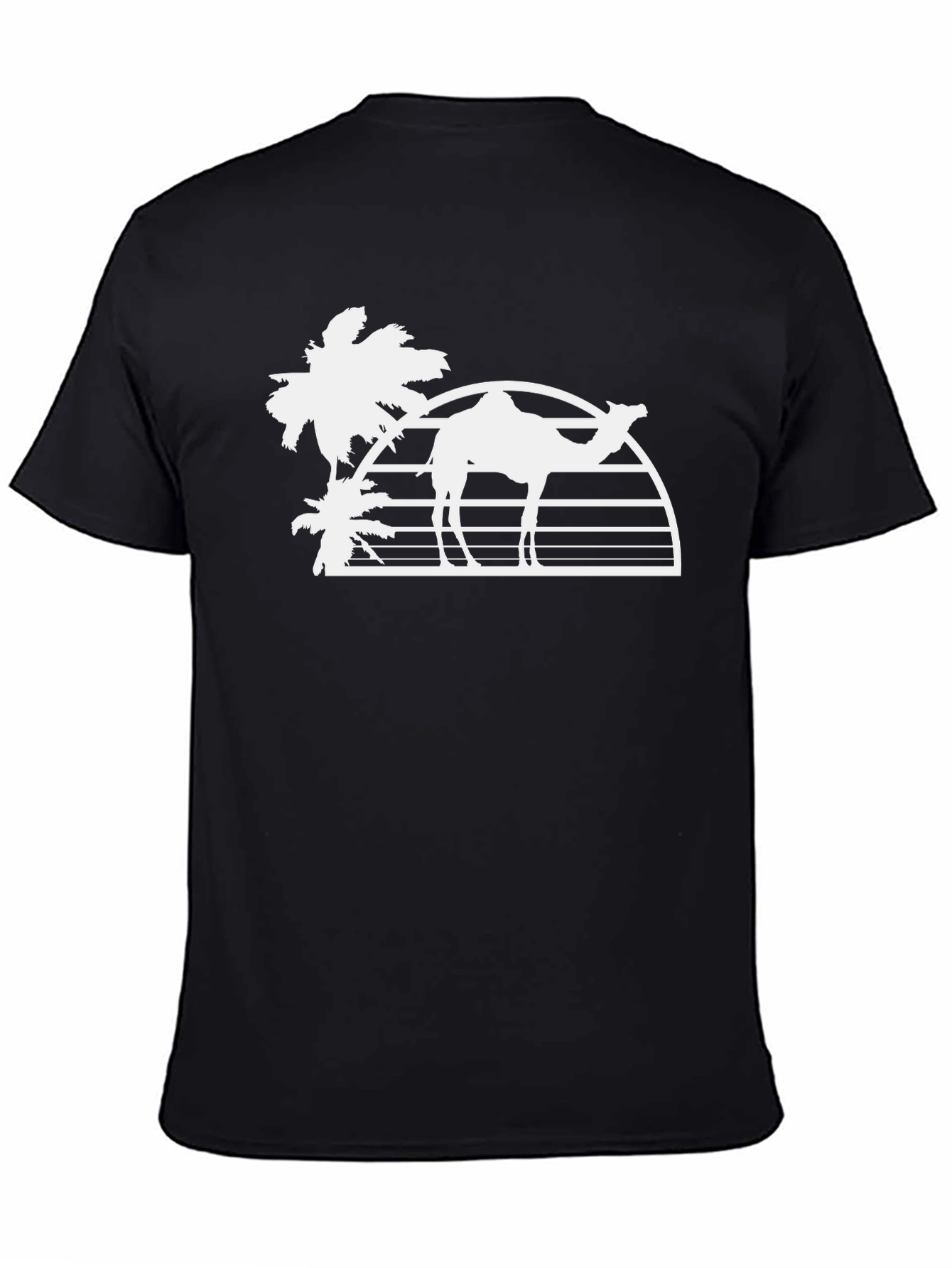 Desert Camel Silhouette Graphic Tee - Black