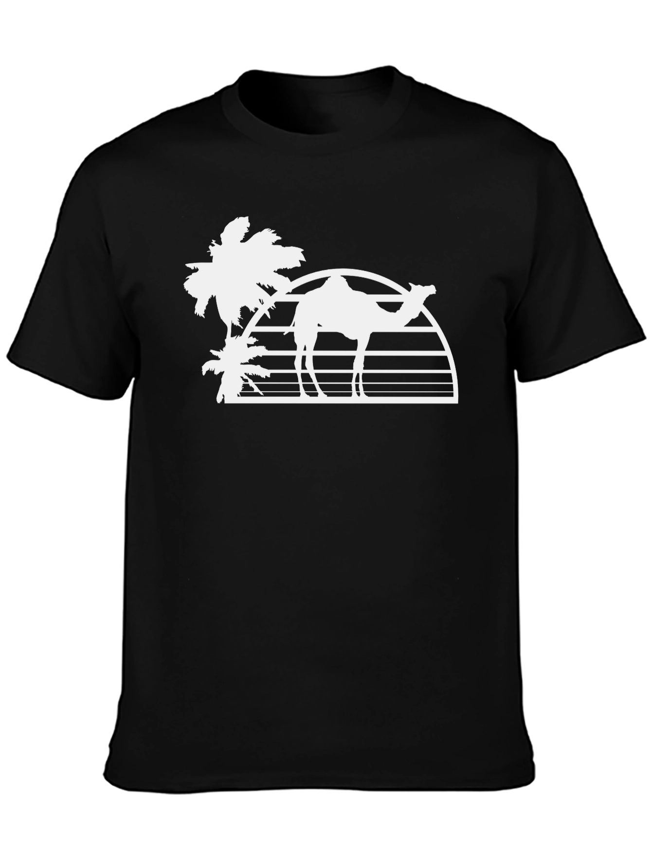 Desert Camel Silhouette Graphic Tee - Black