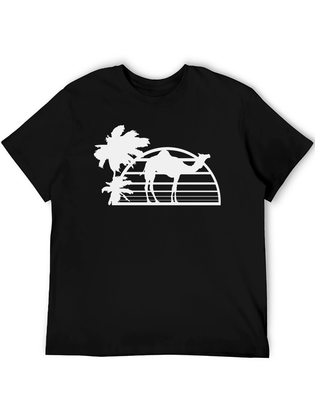 Desert Camel Silhouette Graphic Tee - Black