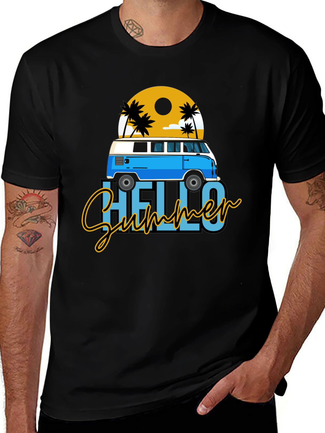 Hello Summer Beach Van Graphic T-Shirt