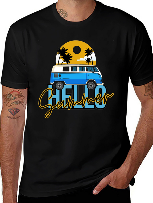 Hello Summer Beach Van Graphic T-Shirt