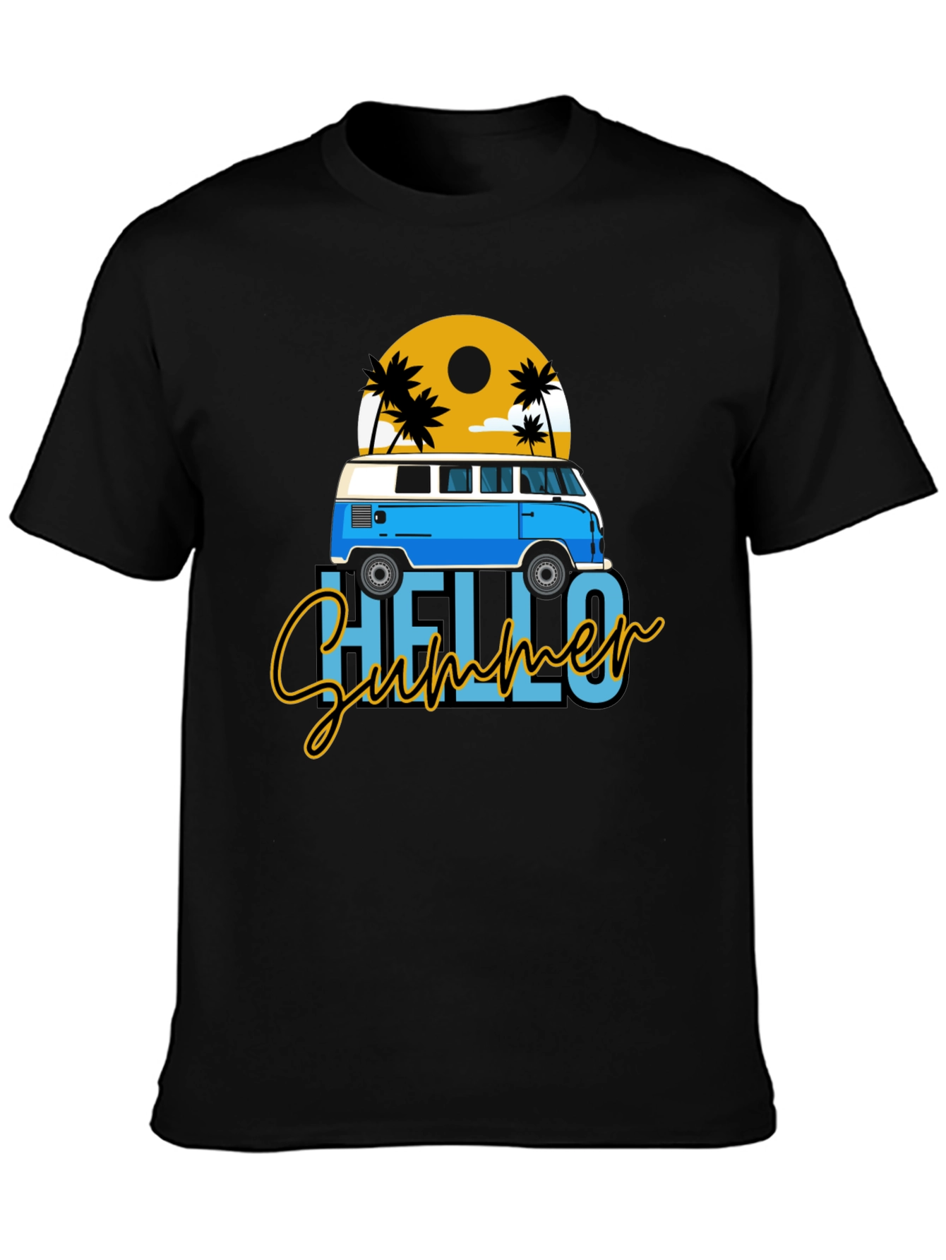 Hello Summer Beach Van Graphic T-Shirt