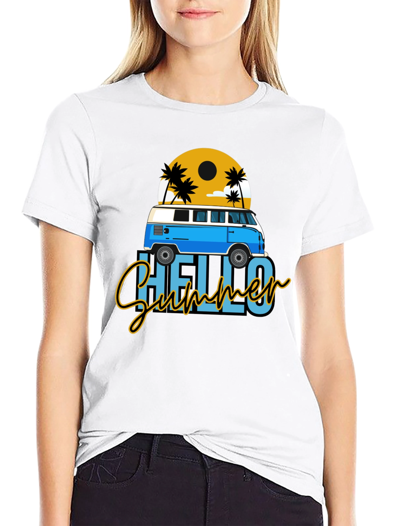 Hello Summer Beach Van Graphic T-Shirt