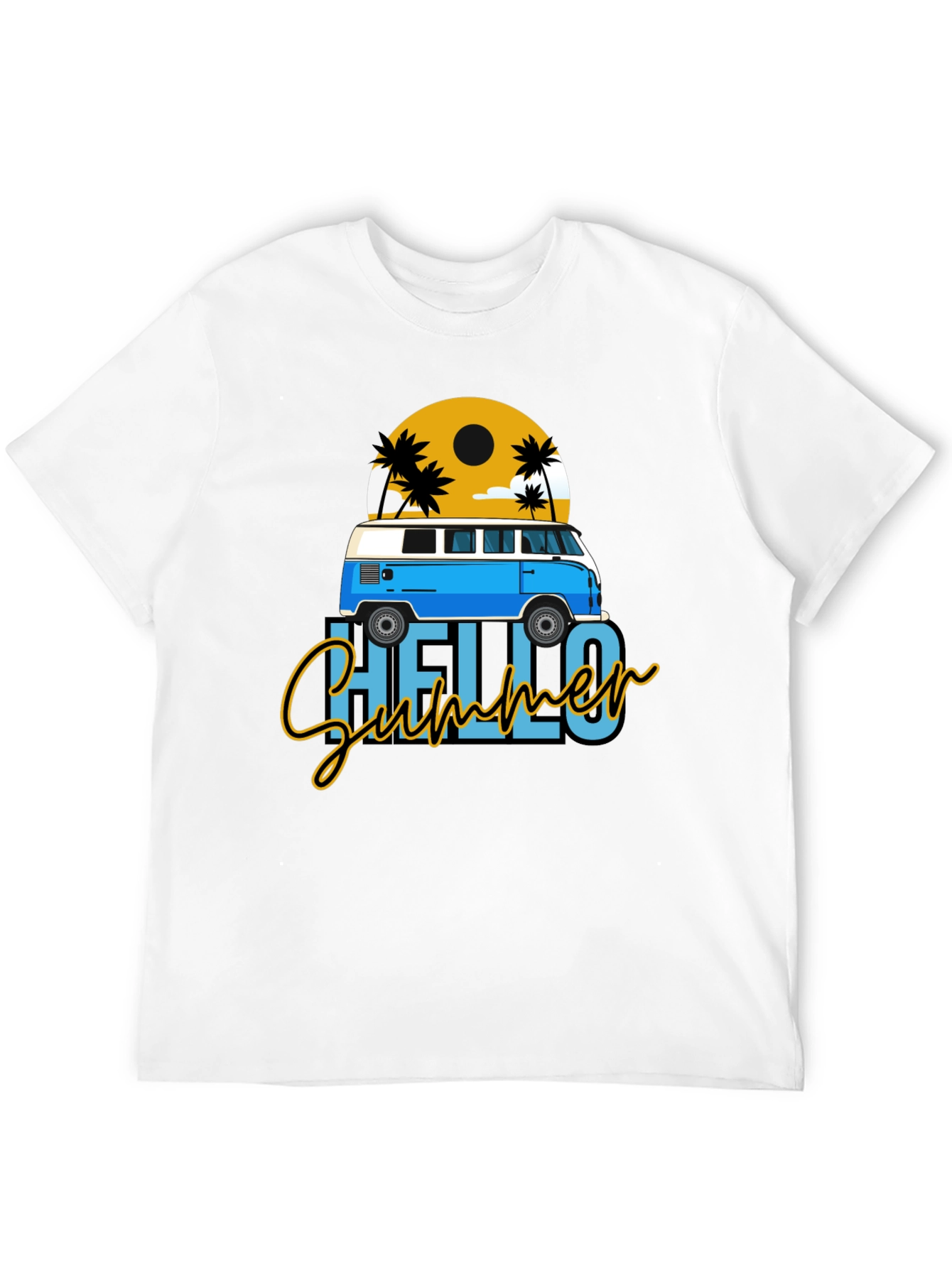 Hello Summer Beach Van Graphic T-Shirt
