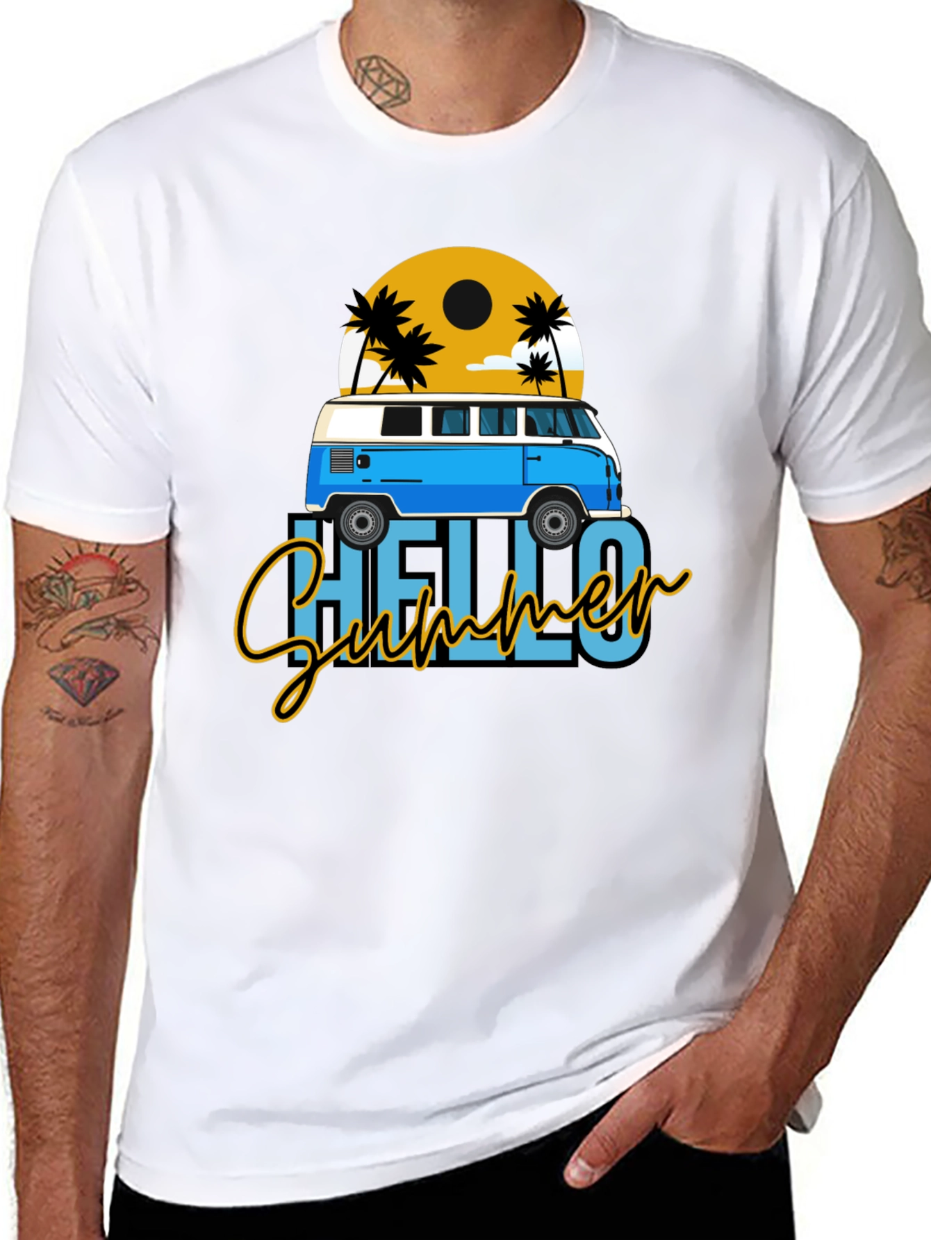 Hello Summer Beach Van Graphic T-Shirt