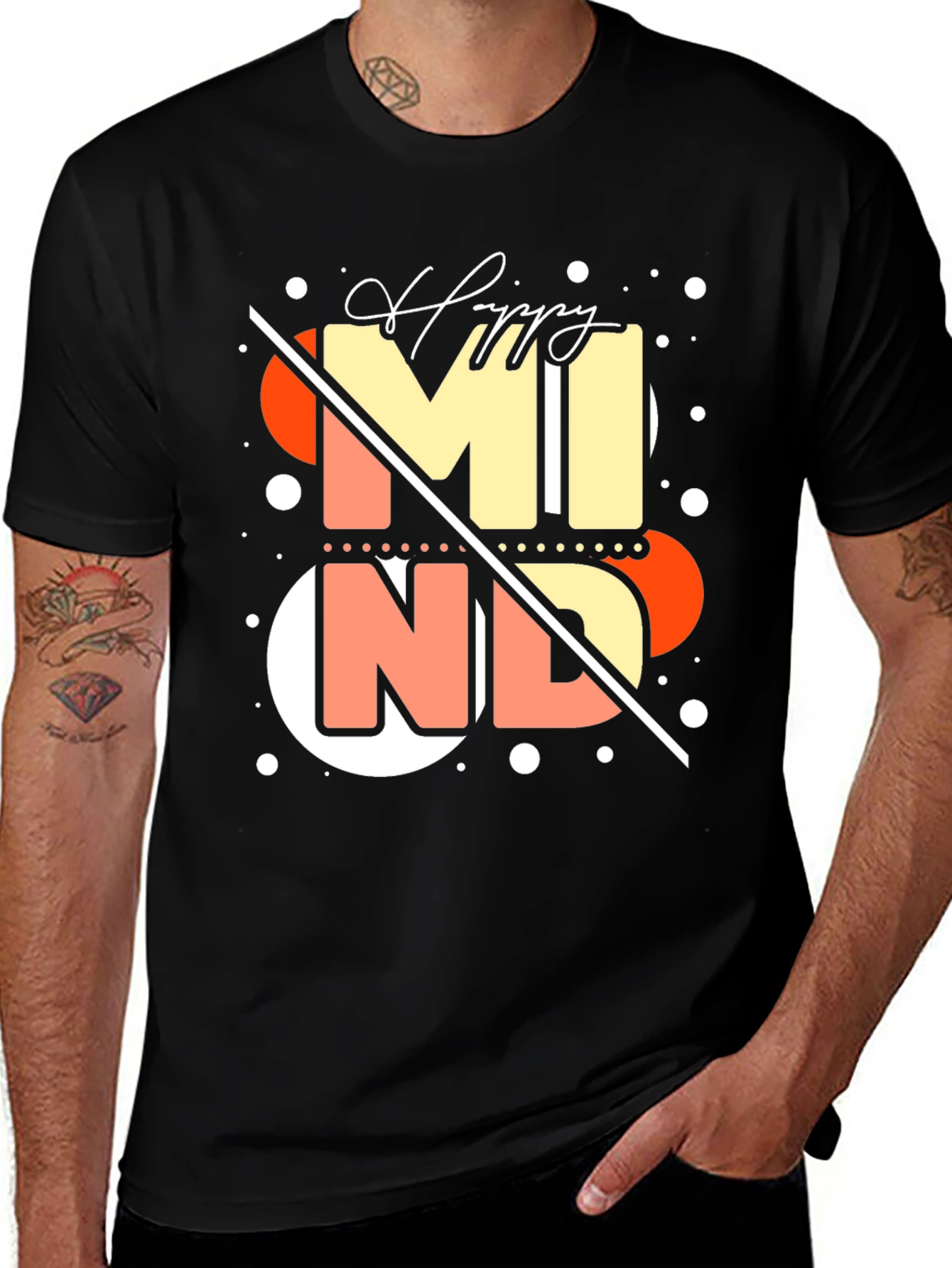 Happy Mind Graphic Tee - Stylish Black T-Shirt