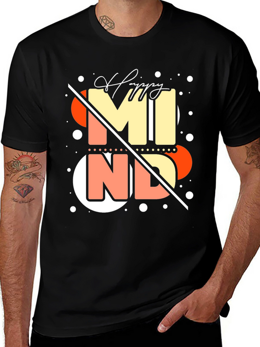 Happy Mind Graphic Tee - Stylish Black T-Shirt