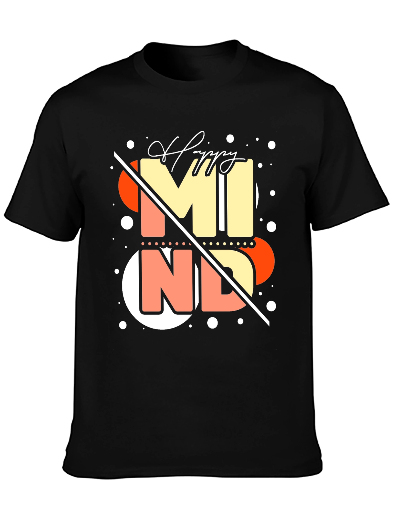 Happy Mind Graphic Tee - Stylish Black T-Shirt