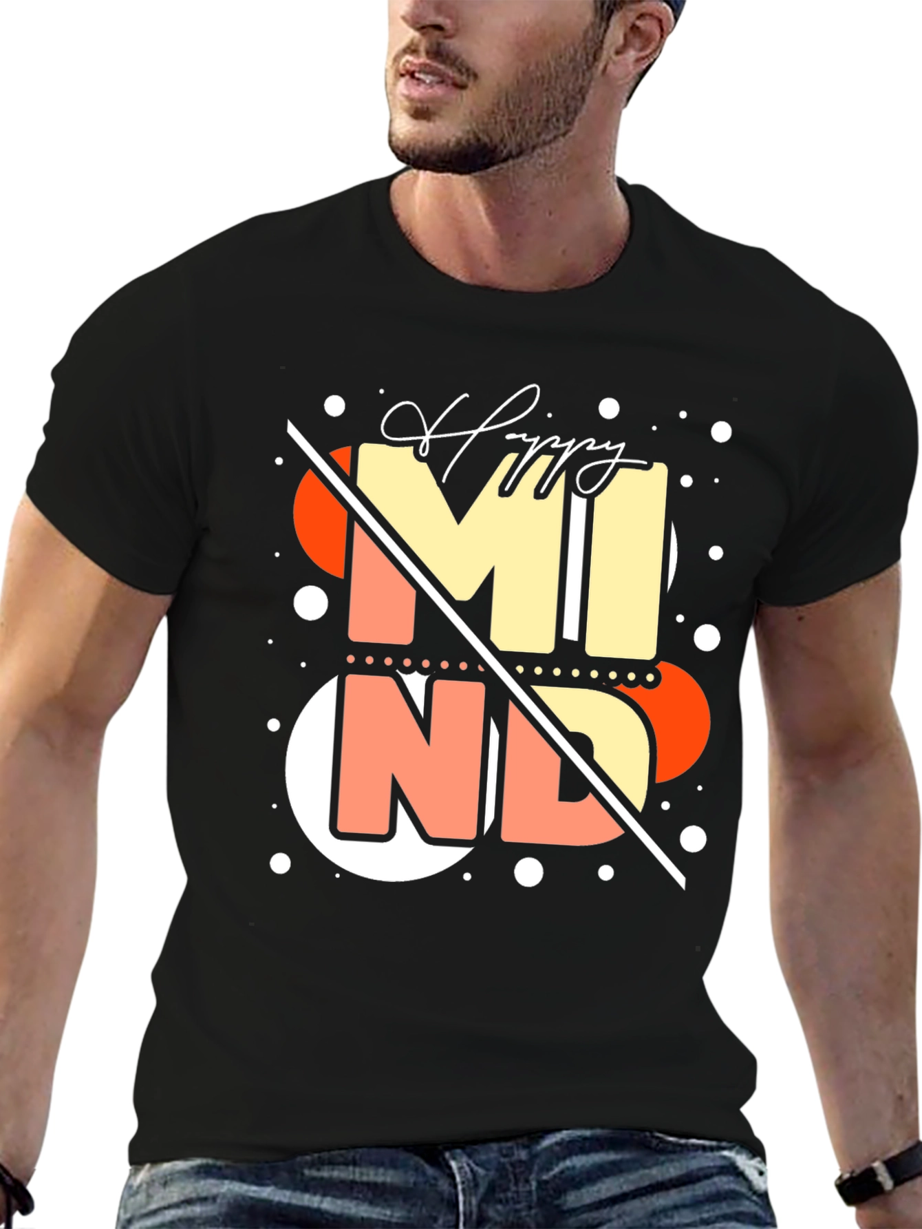 Happy Mind Graphic Tee - Stylish Black T-Shirt