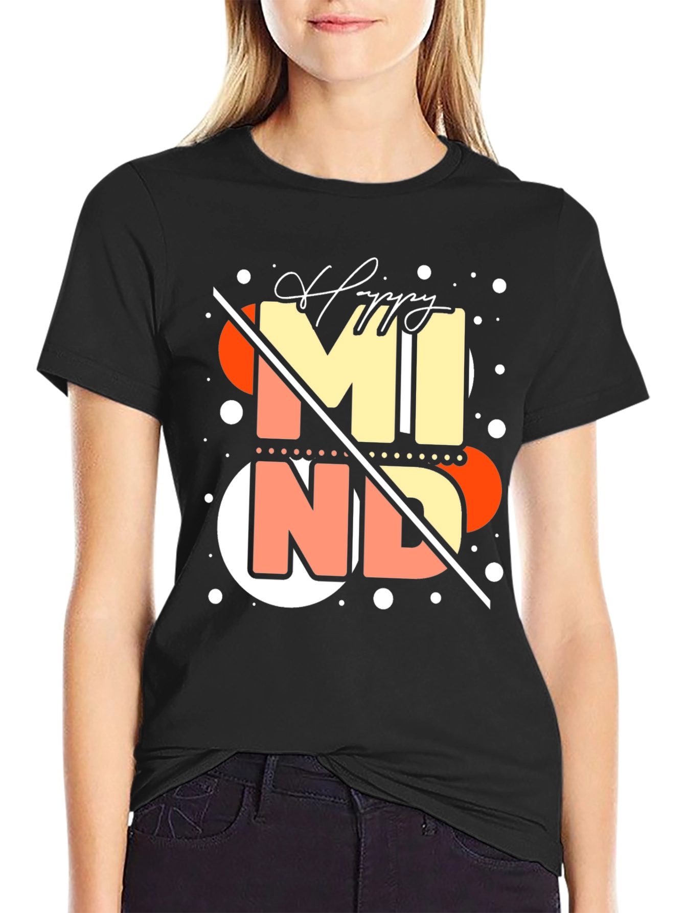 Happy Mind Graphic Tee - Stylish Black T-Shirt