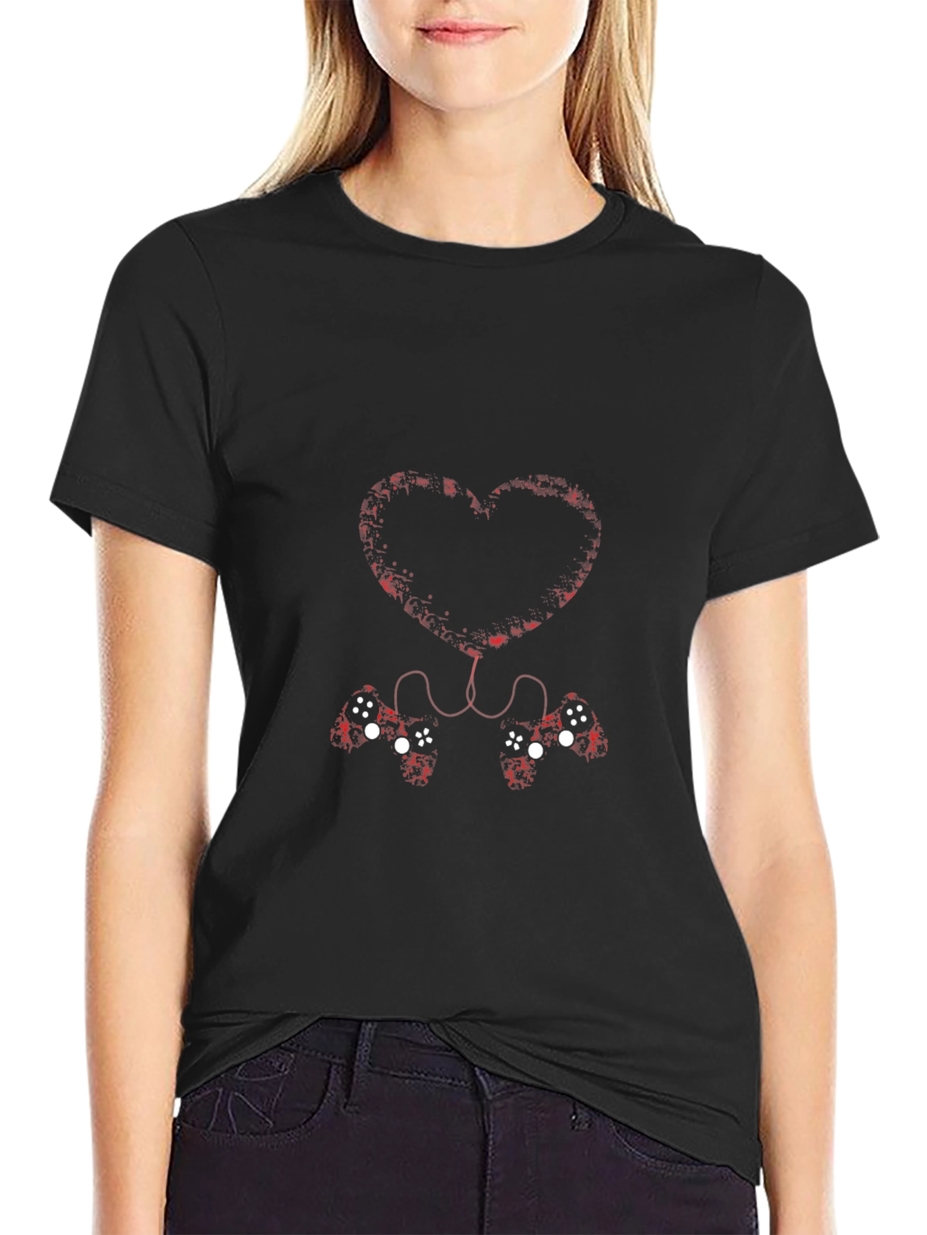 Gamer Love T-Shirt - Connected Heart Controllers