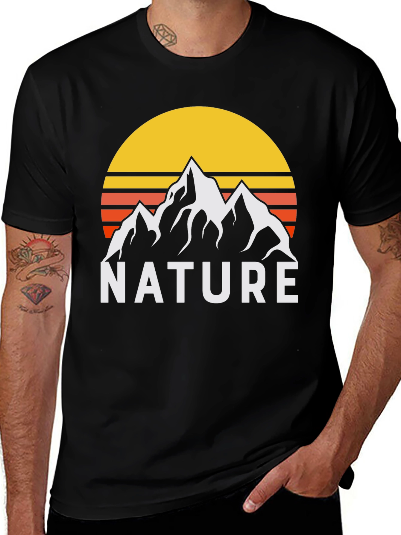 Nature Graphic T-Shirt - Mountain Sunset Design