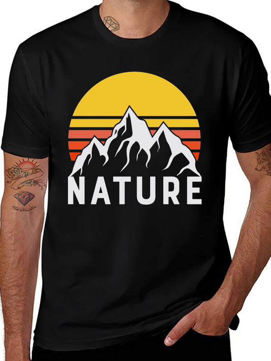 Nature Graphic T-Shirt - Mountain Sunset Design