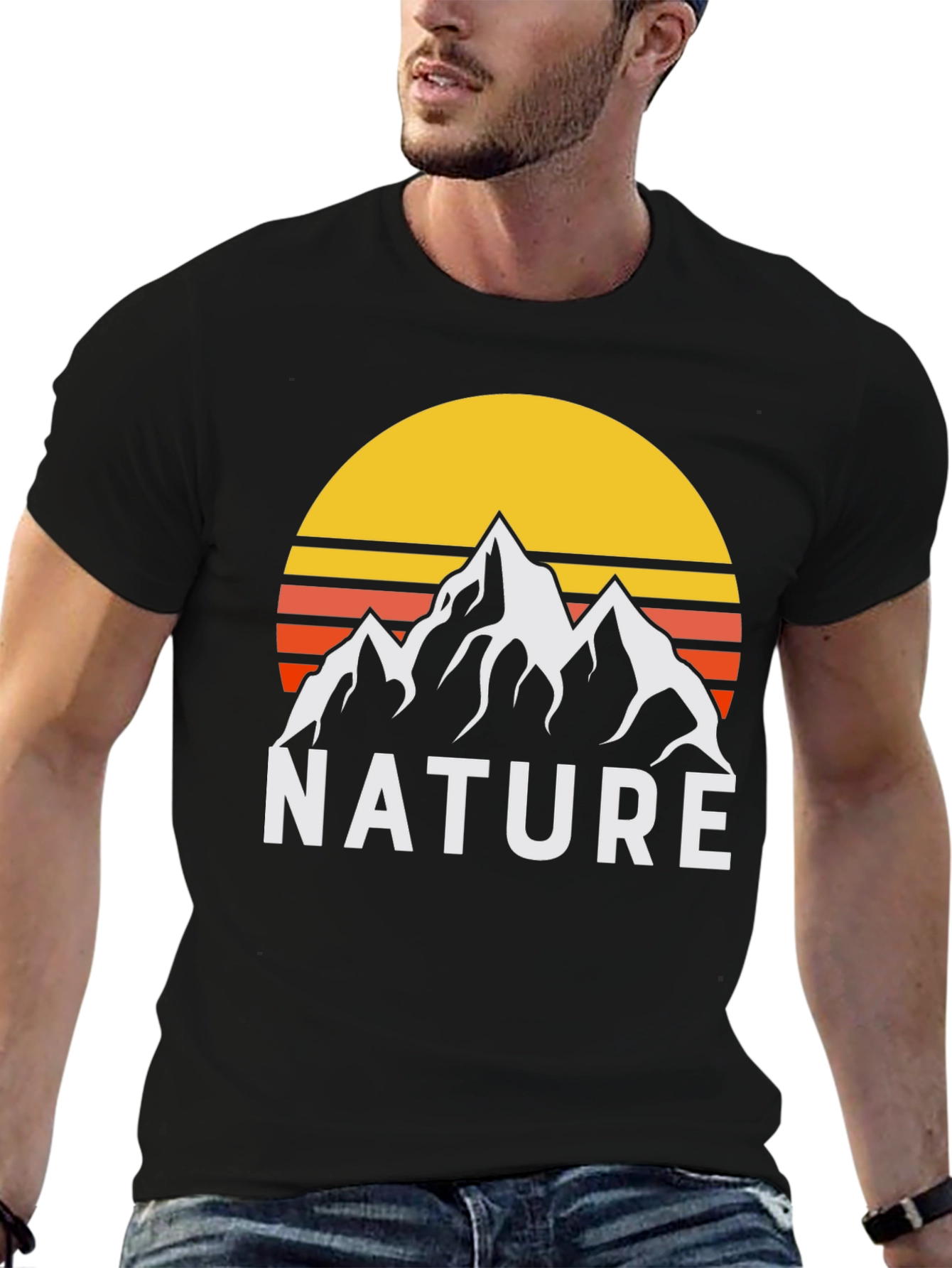 Nature Graphic T-Shirt - Mountain Sunset Design