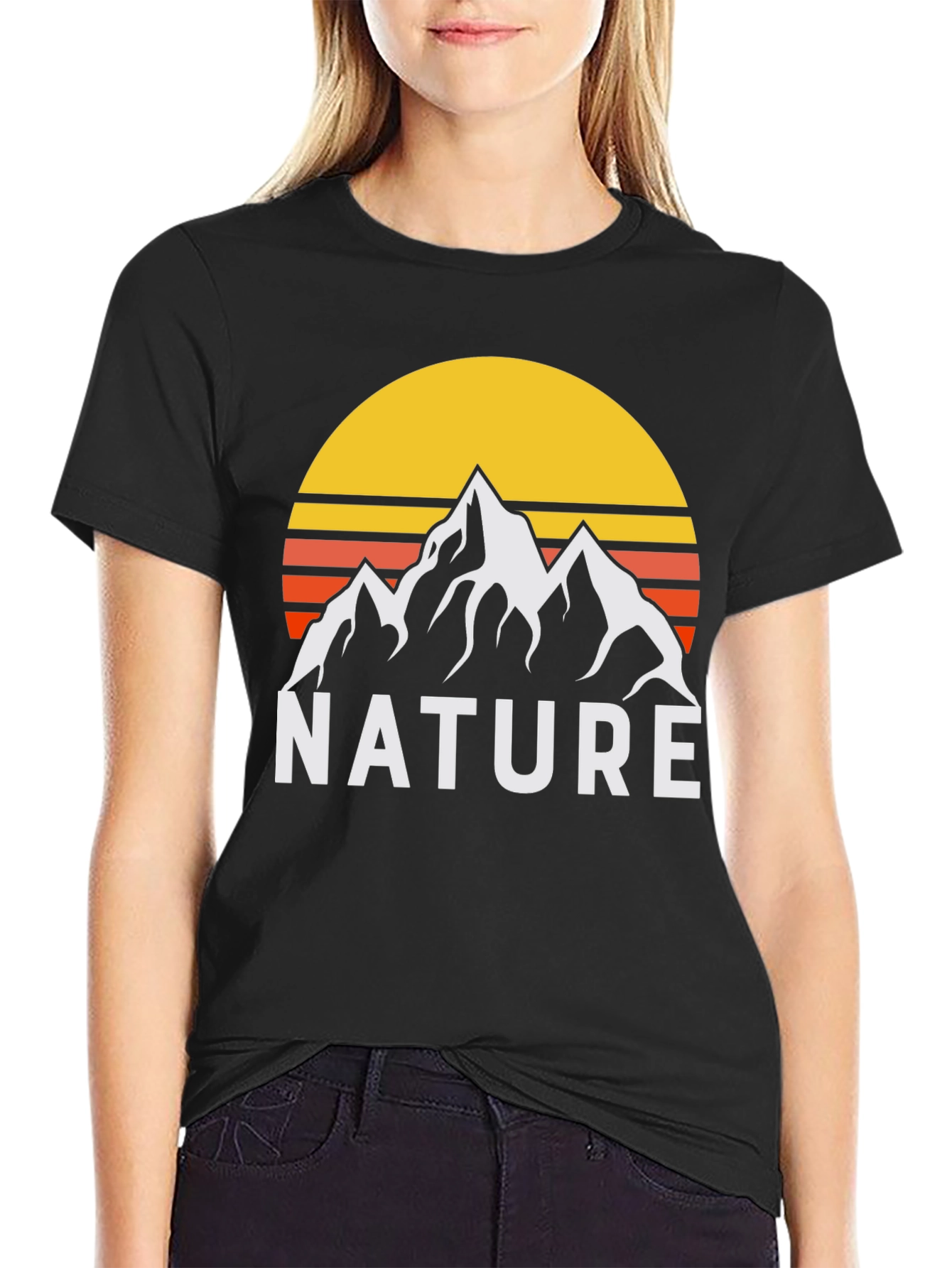 Nature Graphic T-Shirt - Mountain Sunset Design