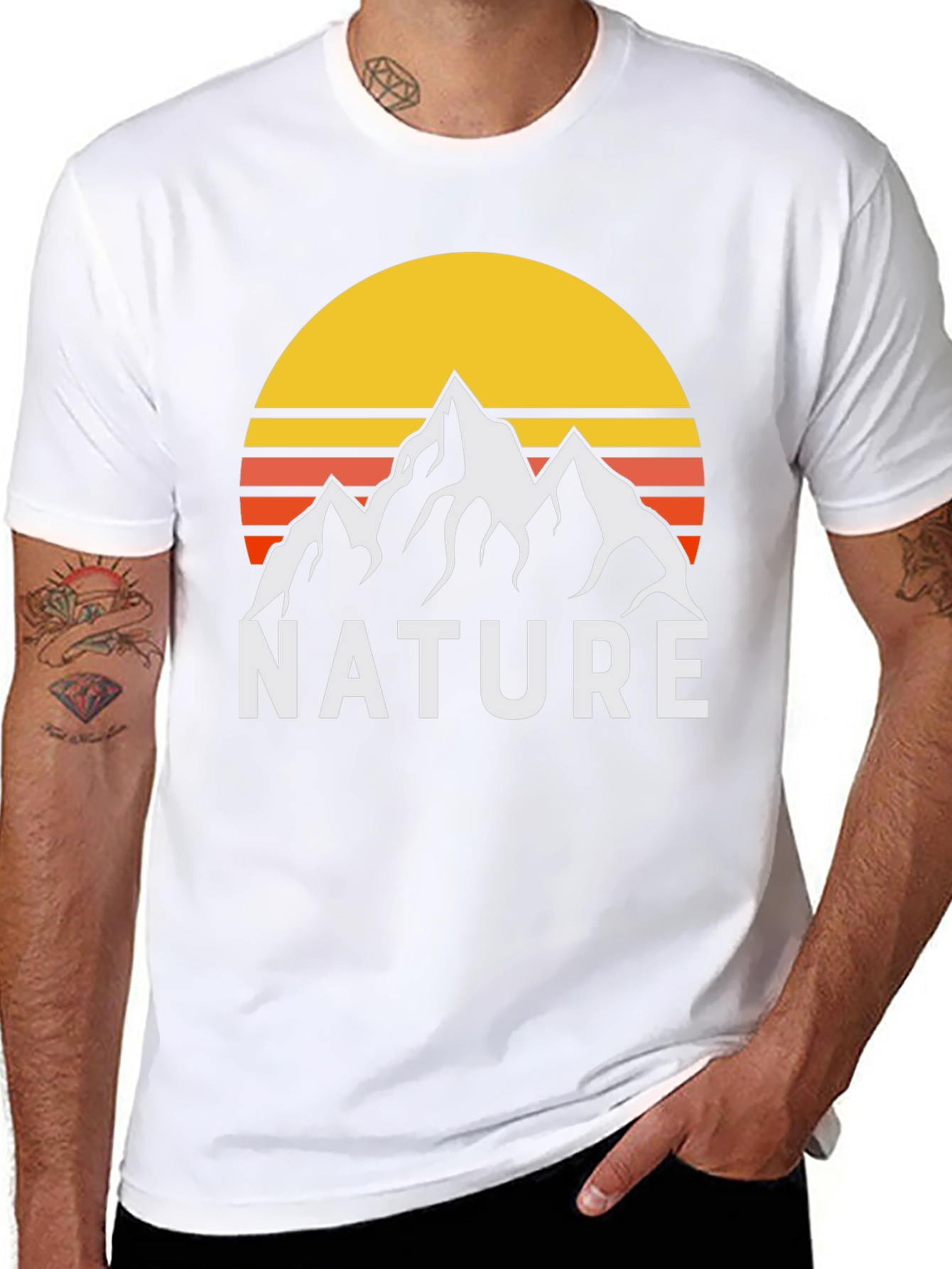 Nature Graphic T-Shirt - Mountain Sunset Design