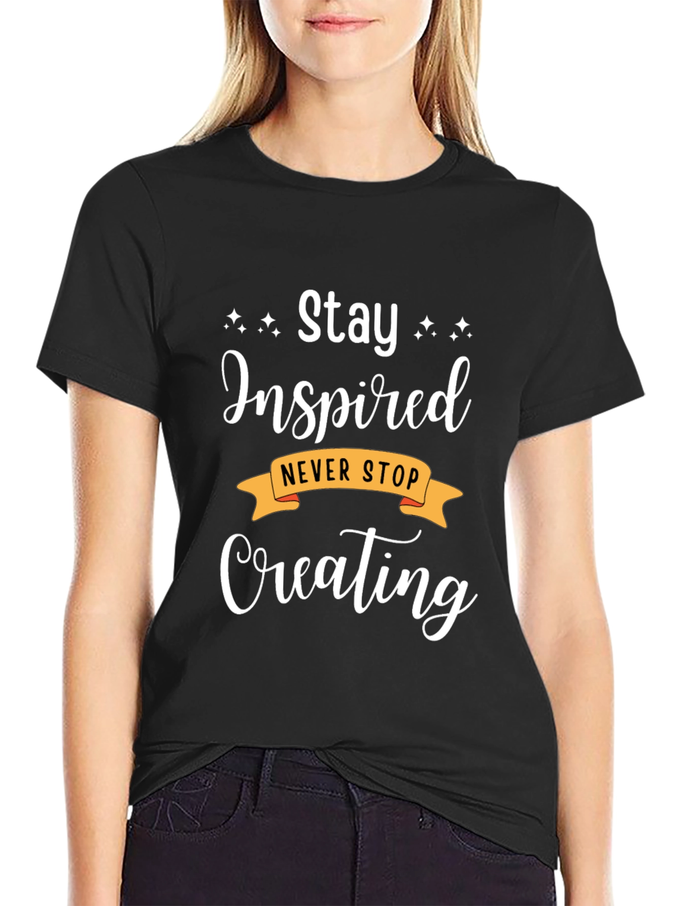Stay Inspired Black Graphic Tee