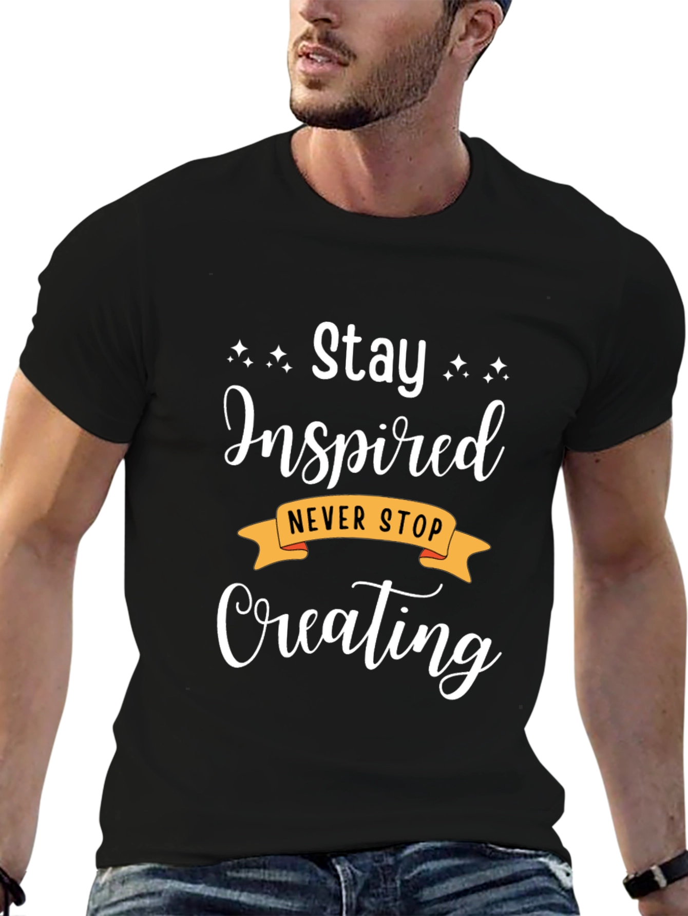 Stay Inspired Black Graphic Tee
