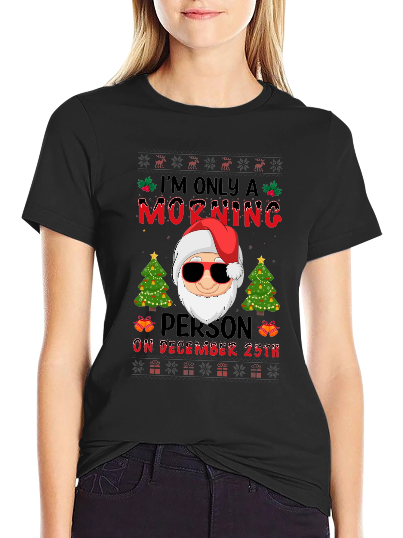 Funny Christmas Santa T-Shirt Morning Person December 25th