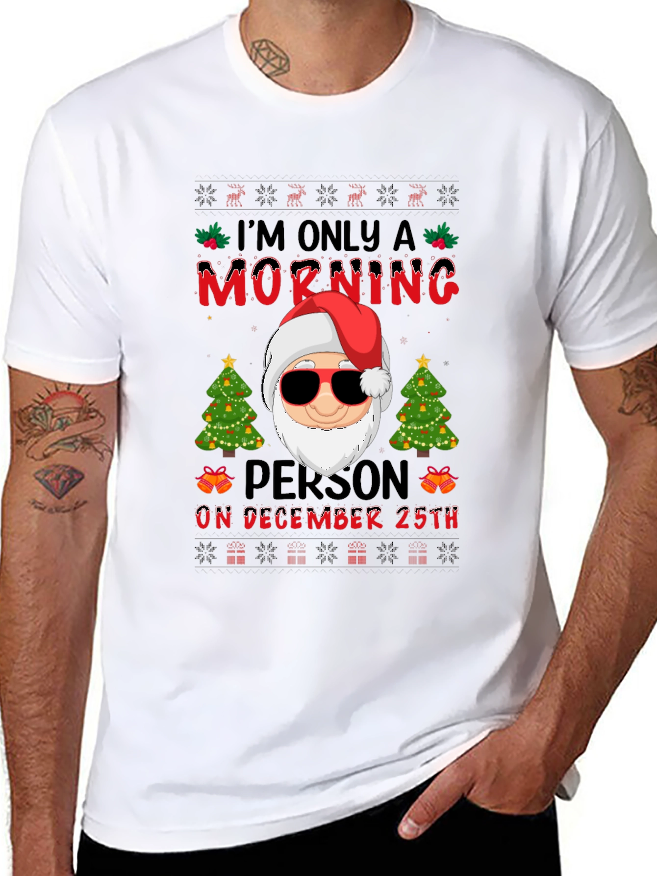 Funny Christmas Santa T-Shirt Morning Person December 25th