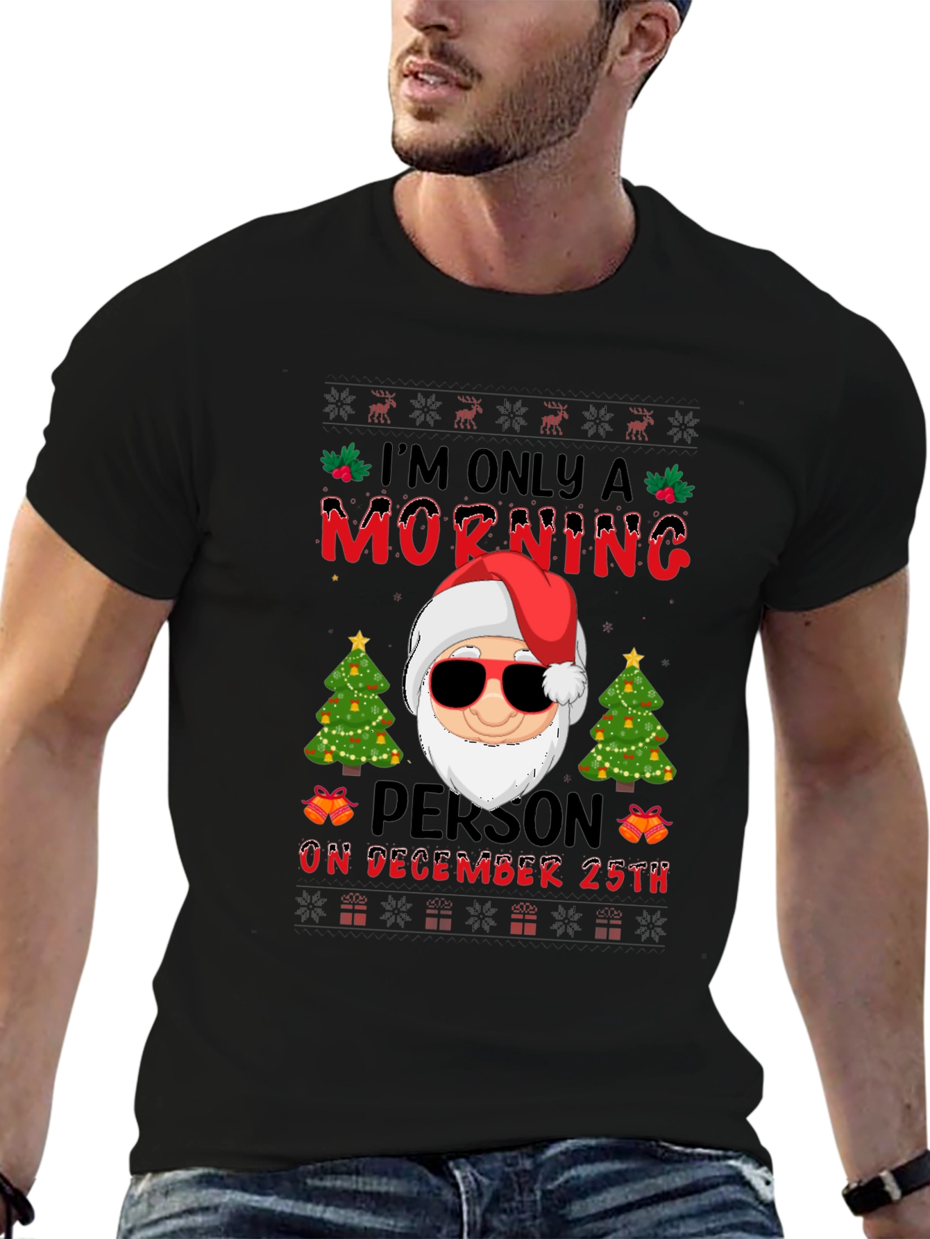 Funny Christmas Santa T-Shirt Morning Person December 25th
