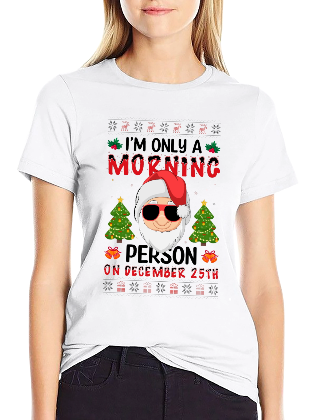 Funny Christmas Santa T-Shirt Morning Person December 25th