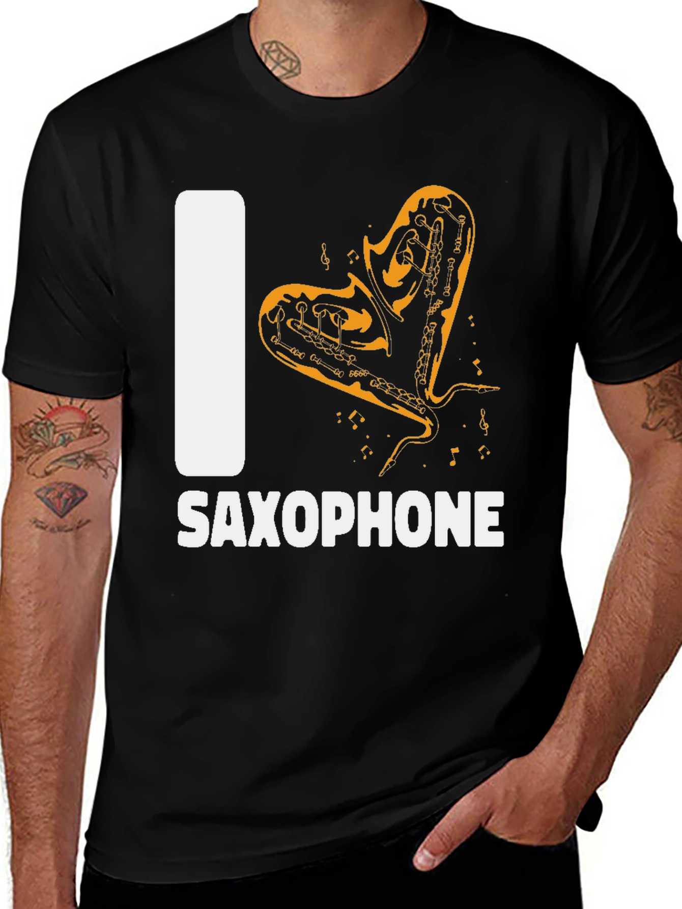 I Love Saxophone Graphic T-Shirt - Music Lover Tee
