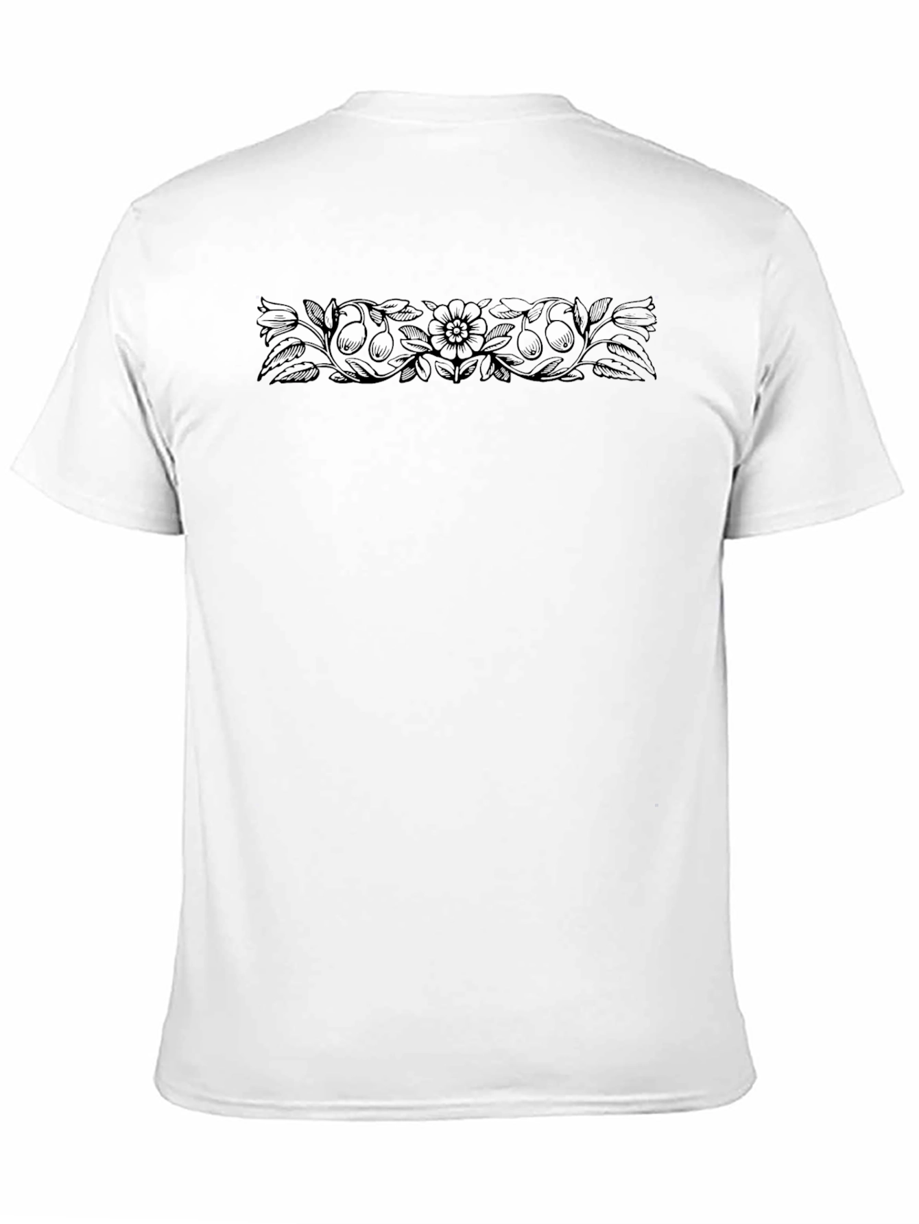 Mens Black Graphic Tee - Botanical Floral Print