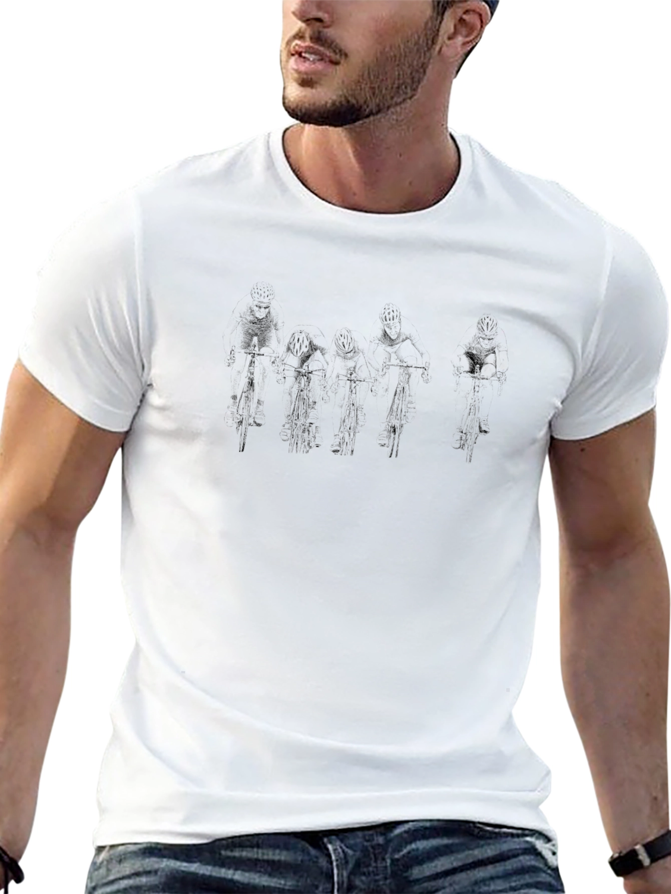 Cyclist Sketch Black T-Shirt