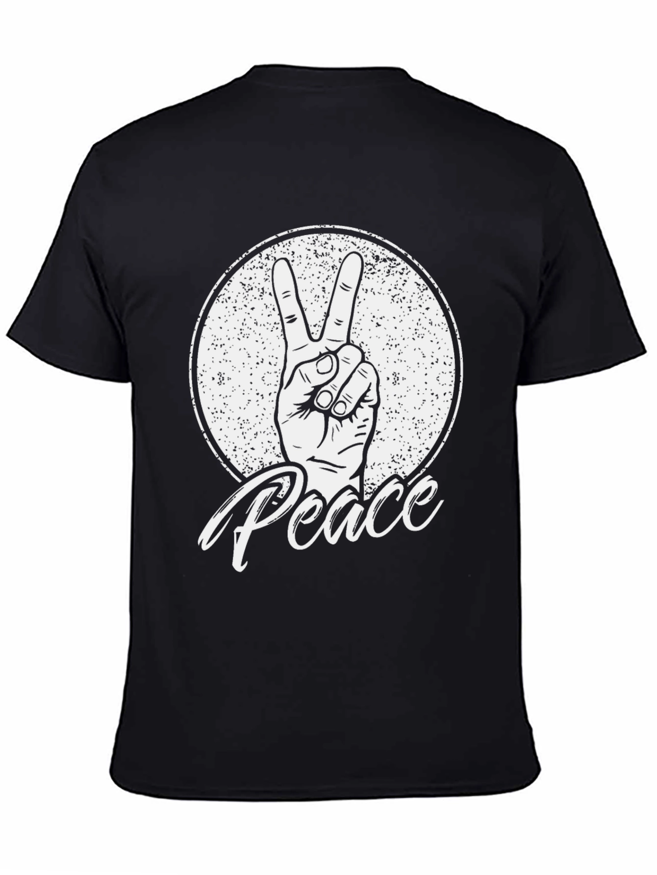 Peace Sign Graphic T-Shirt - Black Cotton Tee
