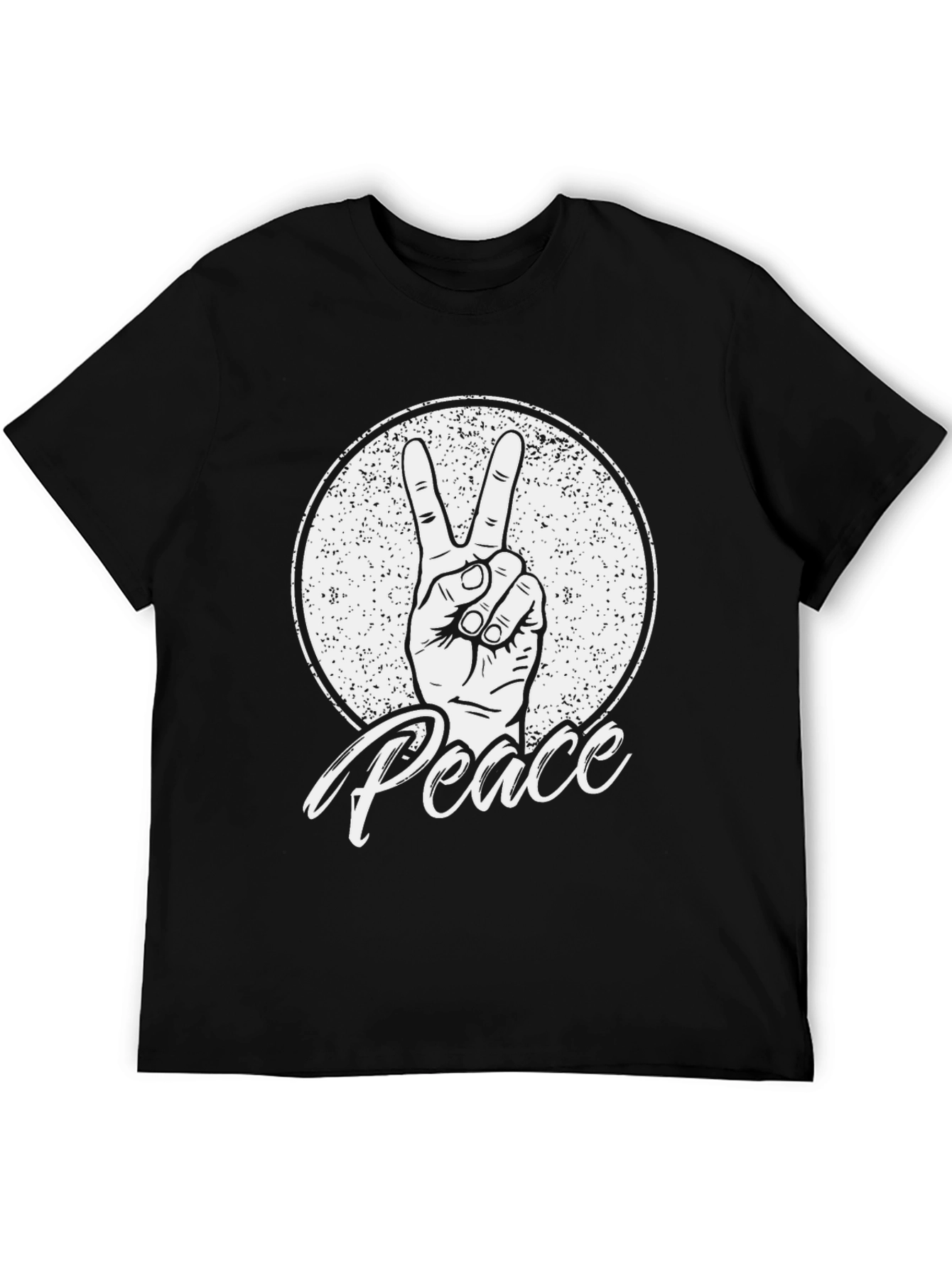Peace Sign Graphic T-Shirt - Black Cotton Tee