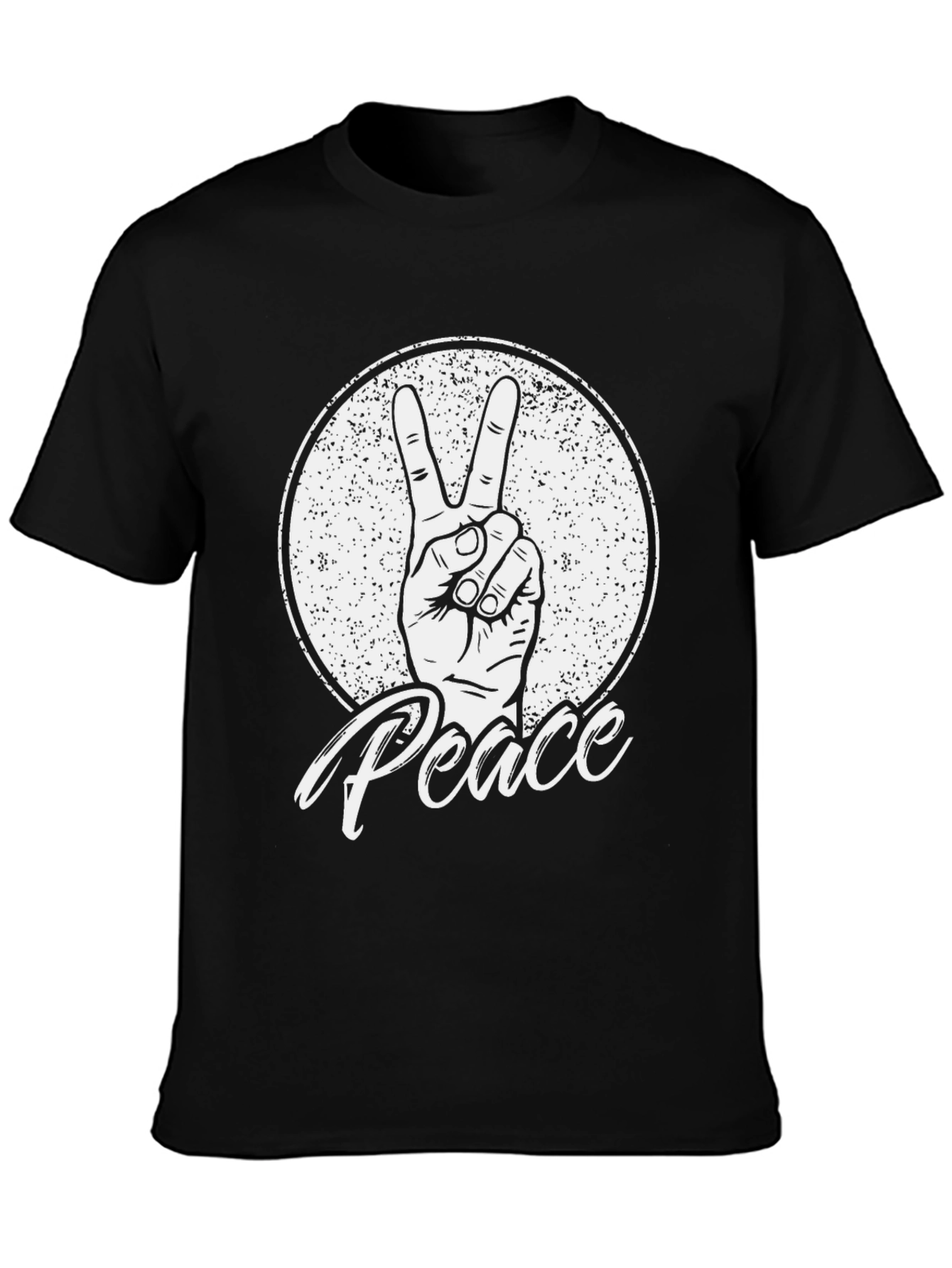 Peace Sign Graphic T-Shirt - Black Cotton Tee