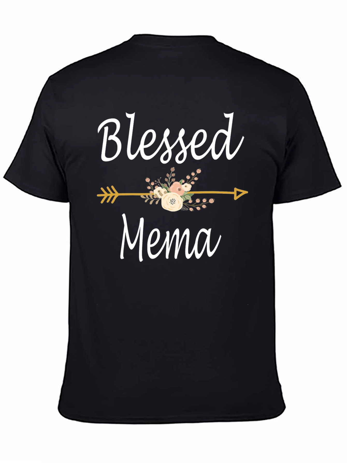 Blessed Mema Floral Arrow Graphic T-Shirt