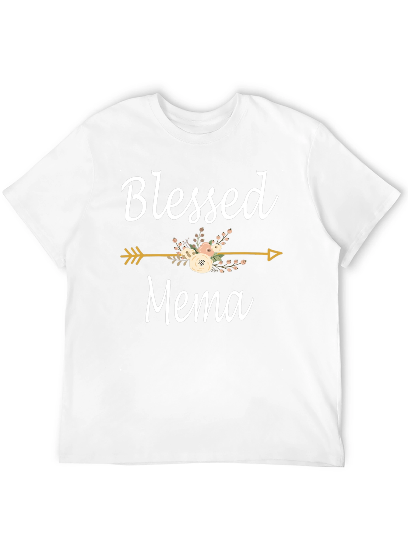 Blessed Mema Floral Arrow Graphic T-Shirt