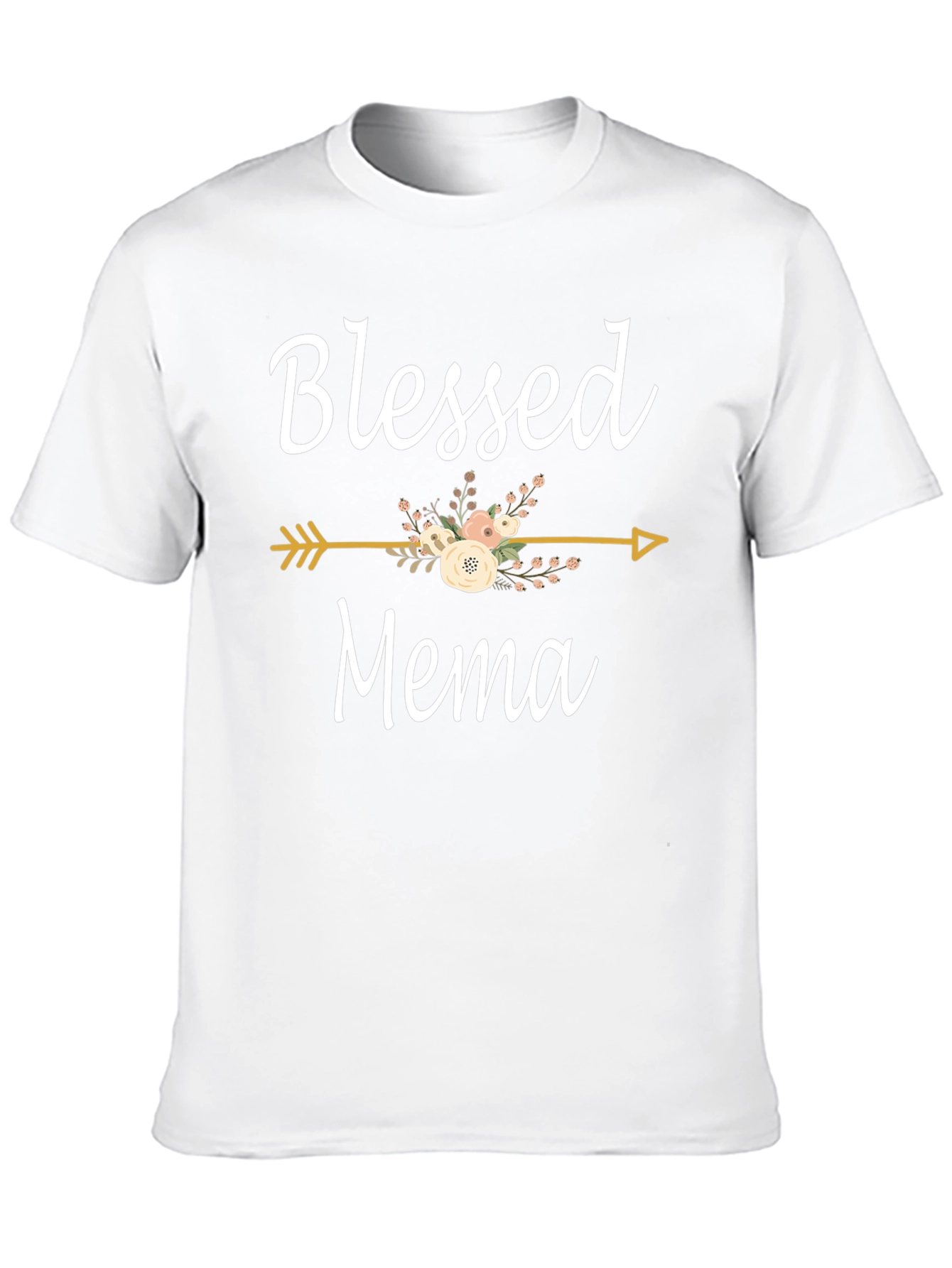 Blessed Mema Floral Arrow Graphic T-Shirt