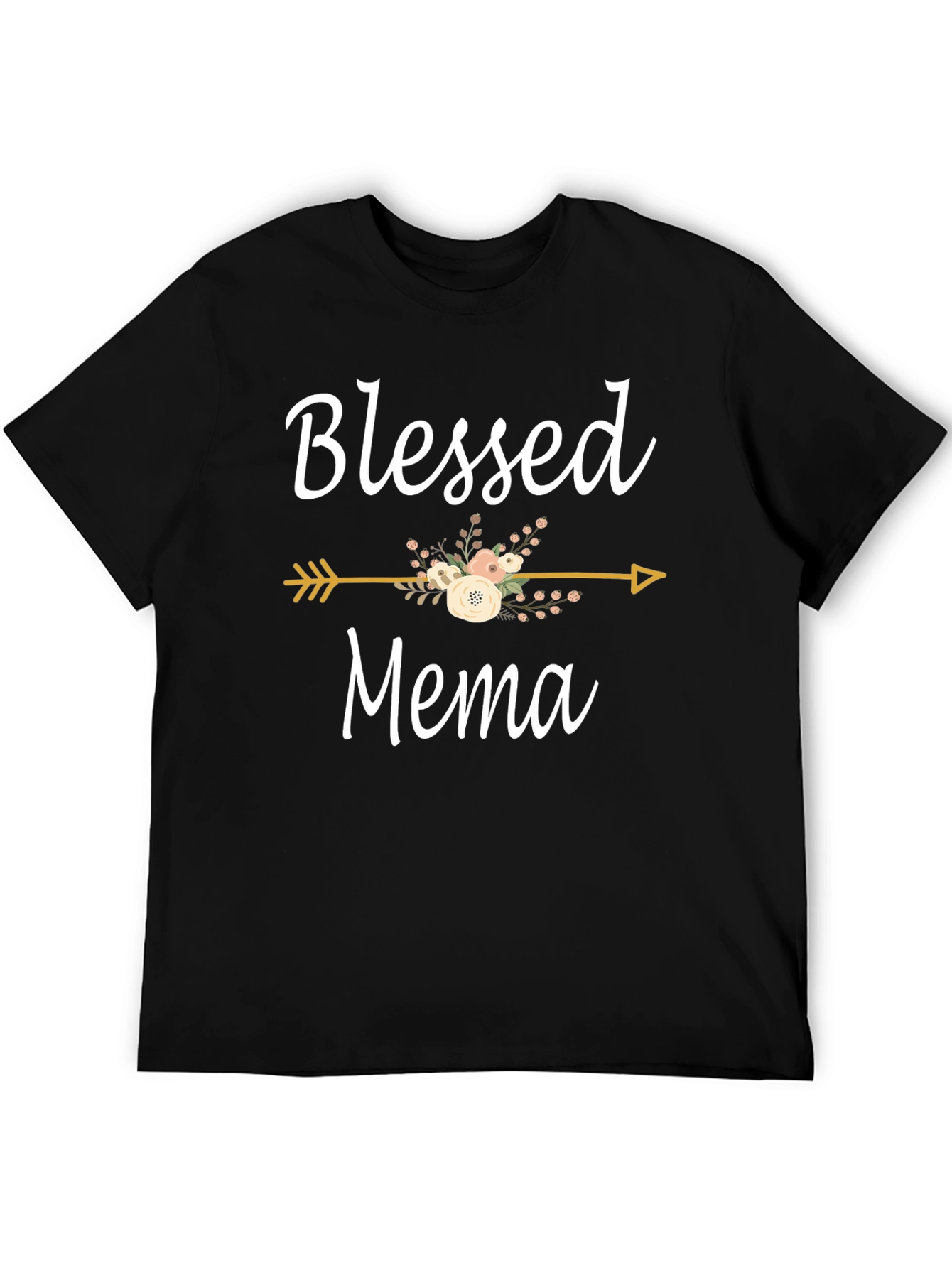 Blessed Mema Floral Arrow Graphic T-Shirt
