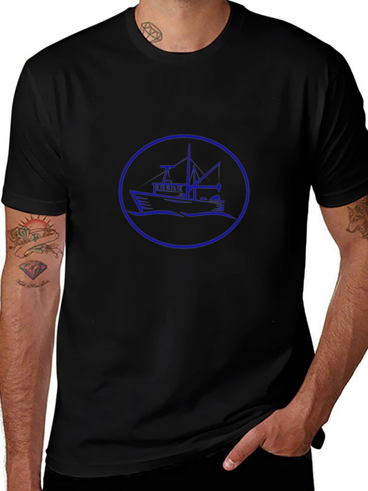 Nautical T-Shirt - Blue Boat Graphic Tee