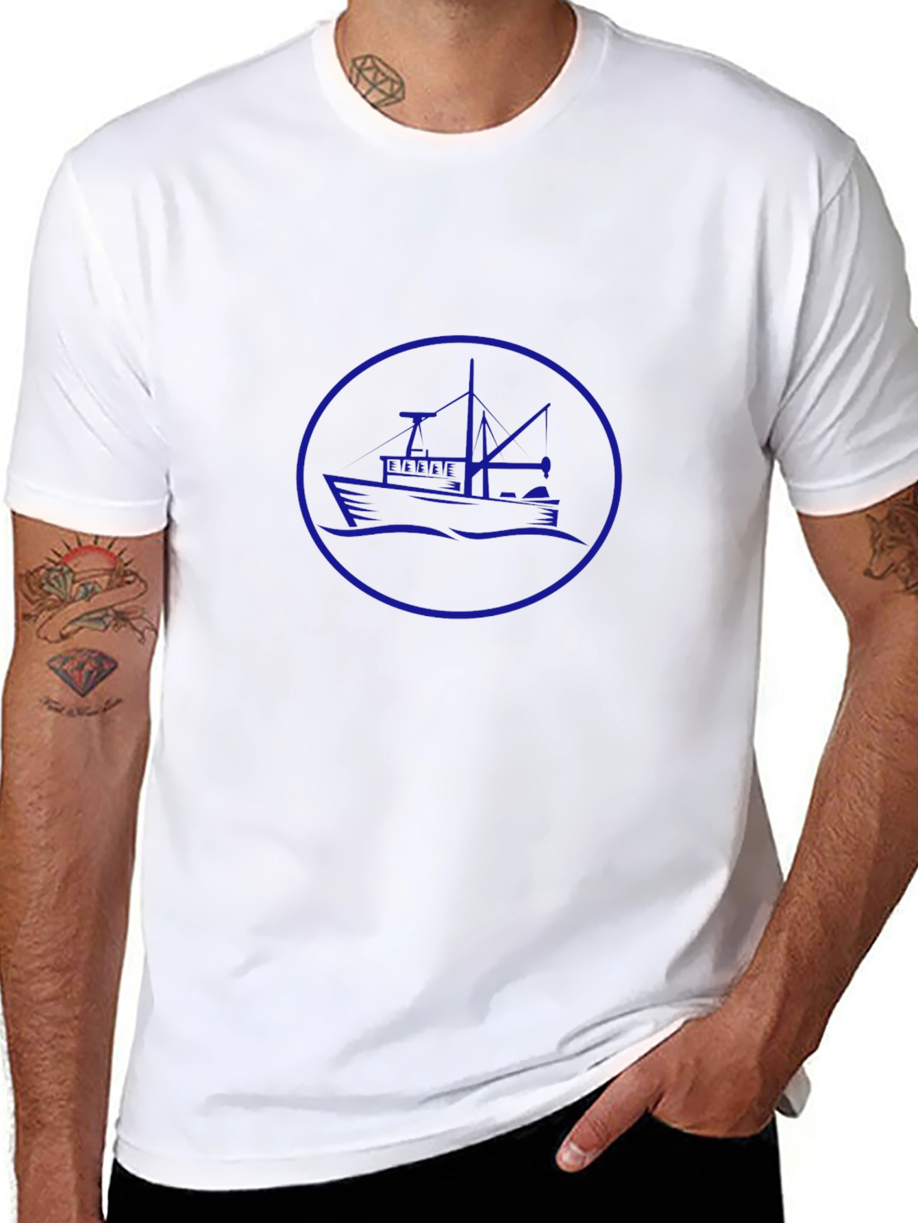 Nautical T-Shirt - Blue Boat Graphic Tee