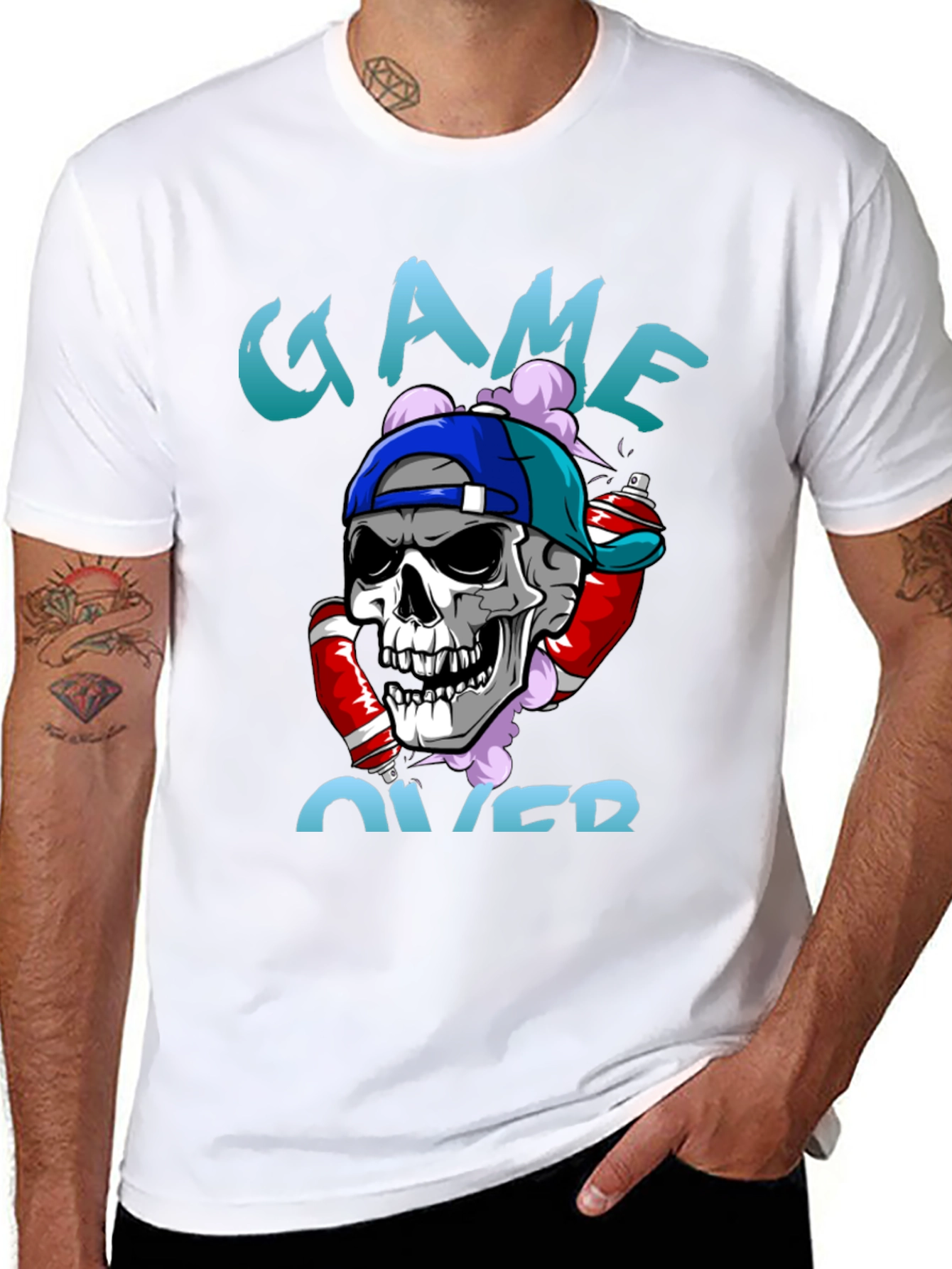 Game Over Skull Graphic T-Shirt