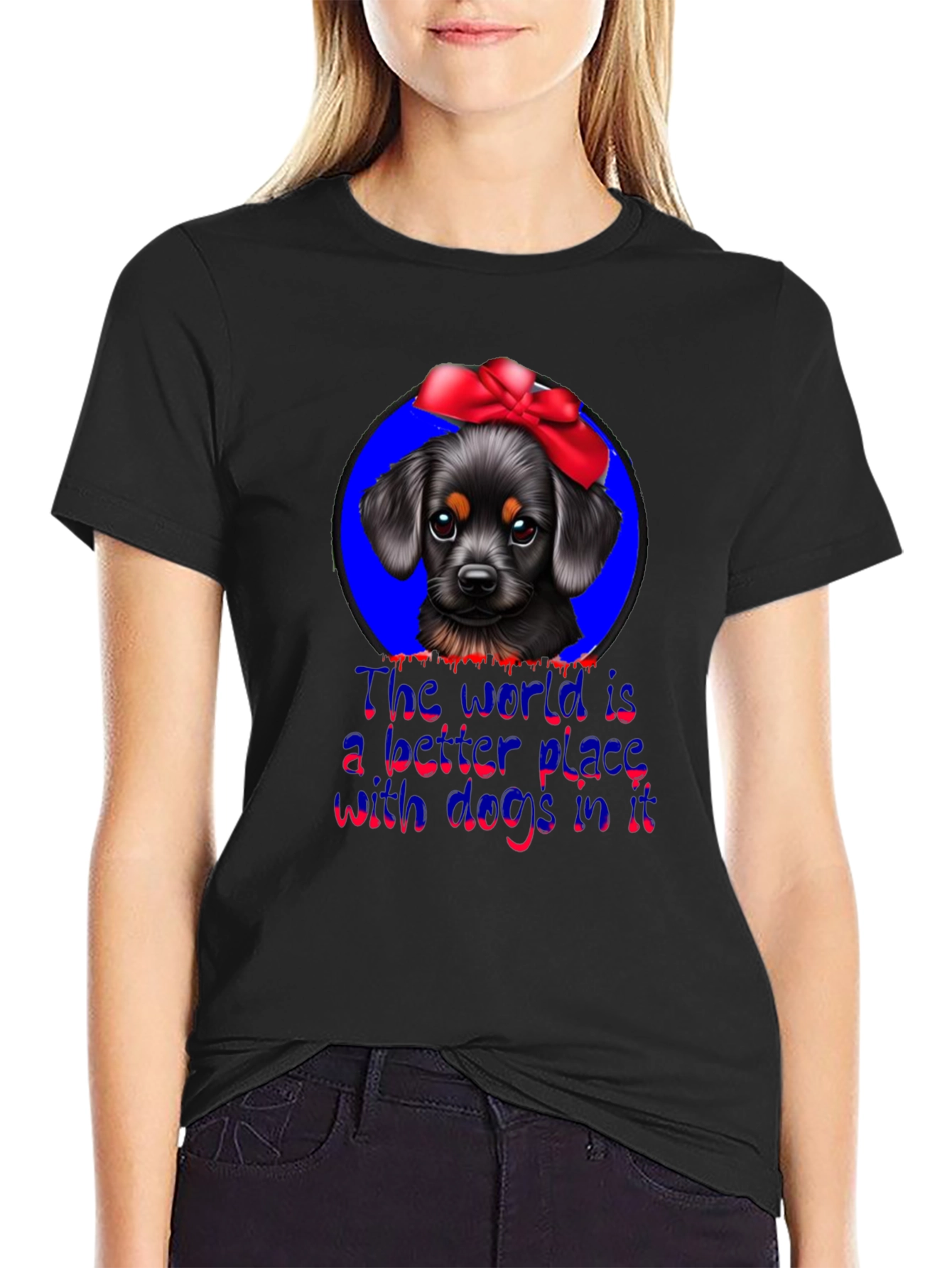 Dog Lover T-Shirt: Cute Pup With Bow