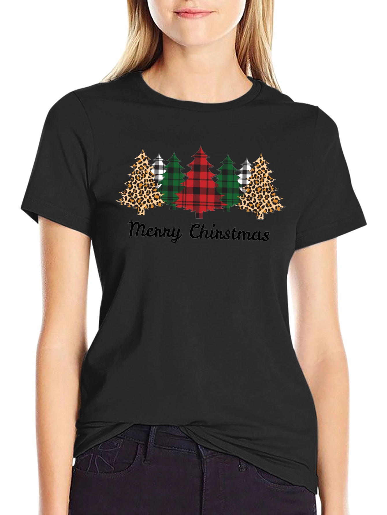 Festive Christmas Tree Graphic Tee - Holiday Cheer