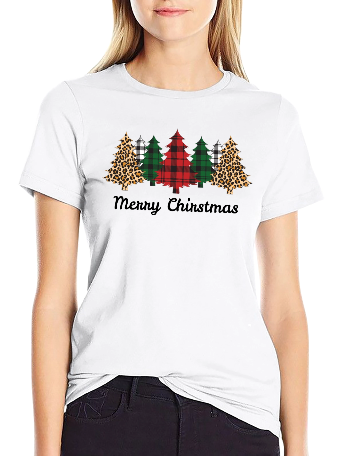 Festive Christmas Tree Graphic Tee - Holiday Cheer
